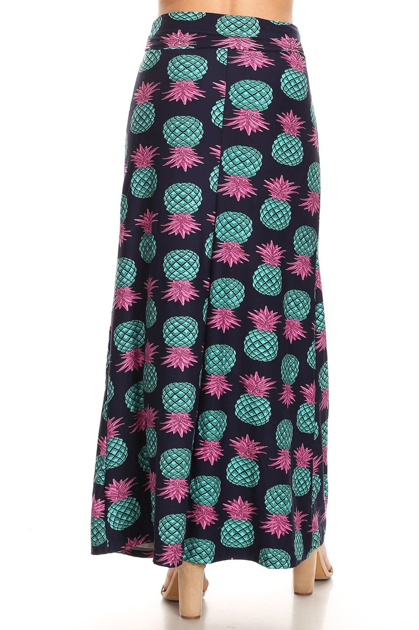 Buttery Soft Teal Pineapple Maxi Skirt