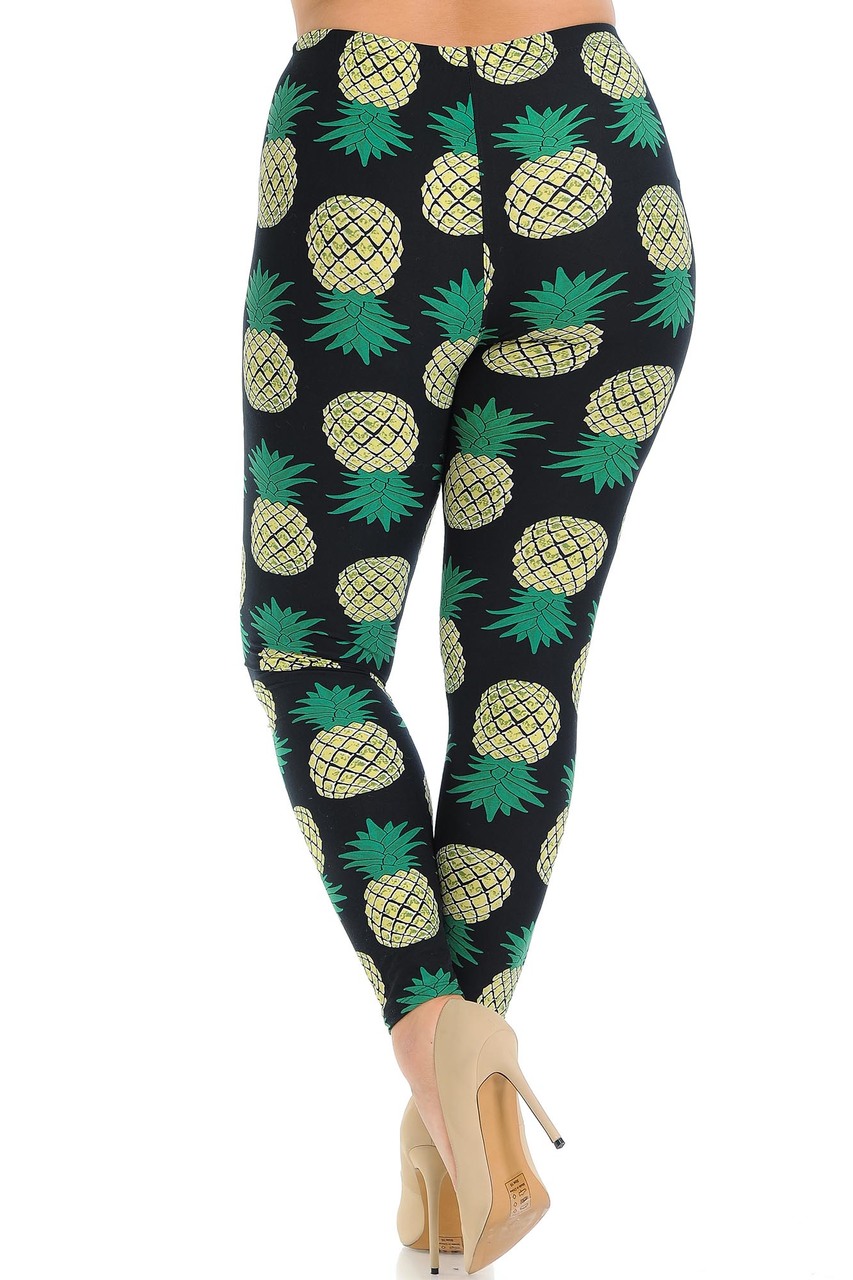 Buttery Smooth Green Pineapple Extra Plus Size Leggings - 3X-5X