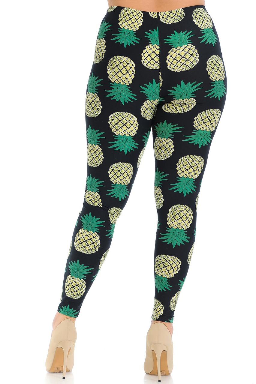 Buttery Smooth Green Pineapple Extra Plus Size Leggings - 3X-5X