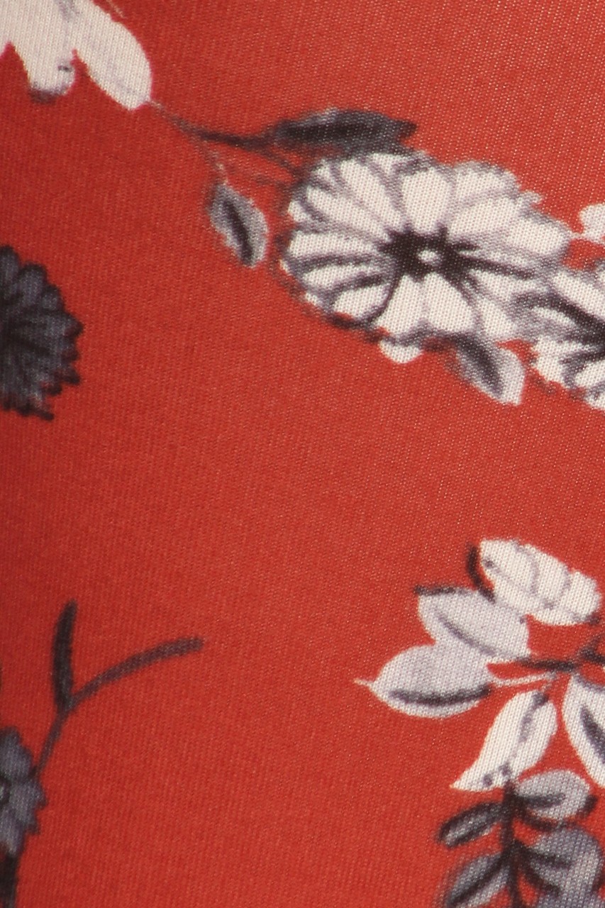 Buttery Smooth Ruby Red Spring Floral Plus Size Leggings