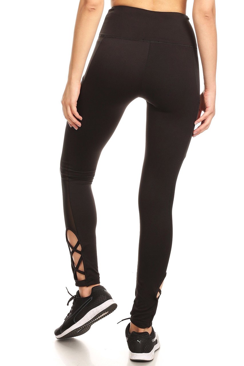 Caged Ankle Side Mesh Women's Workout Leggings