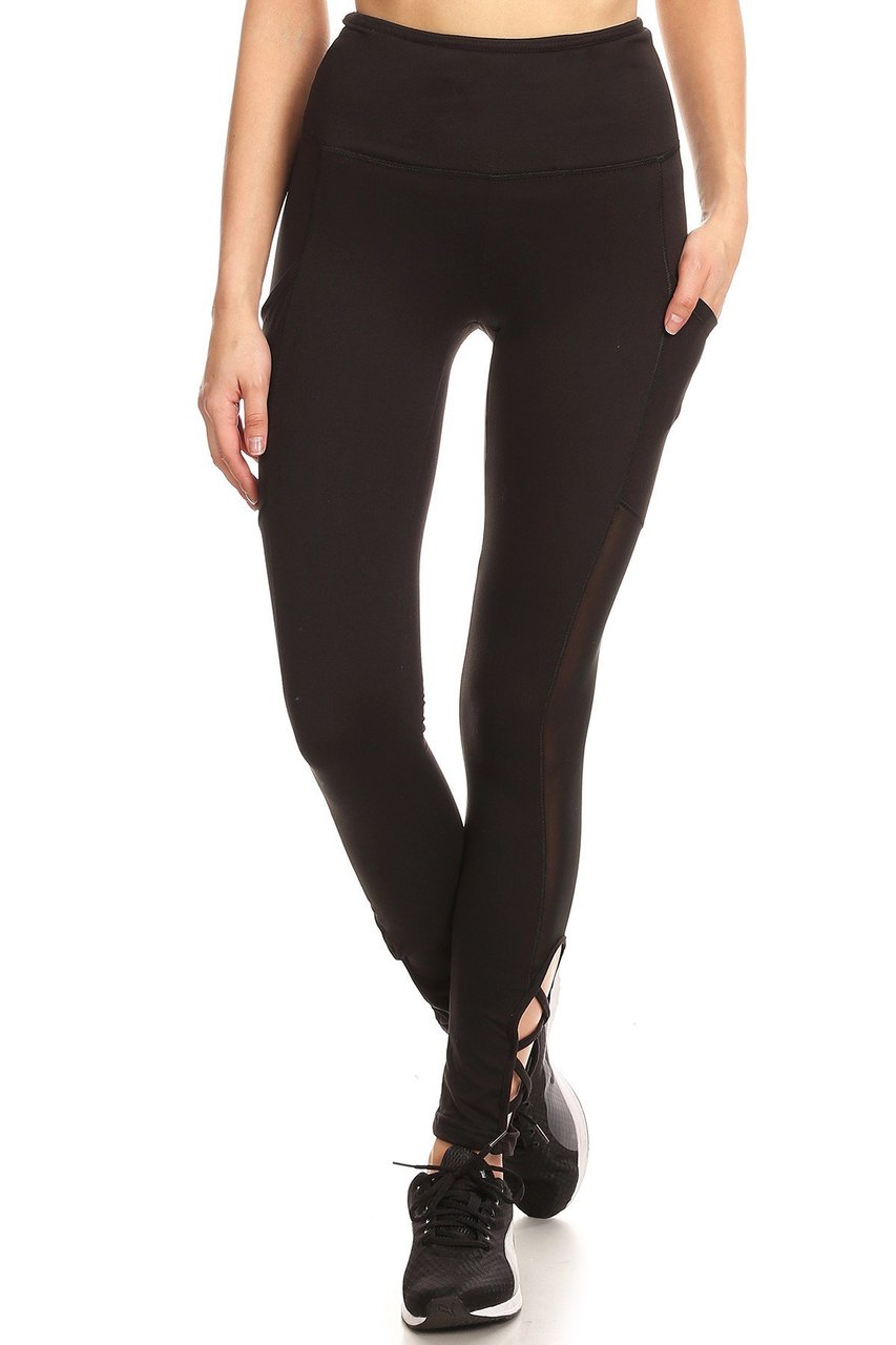 Caged Ankle Side Mesh Women's Workout Leggings