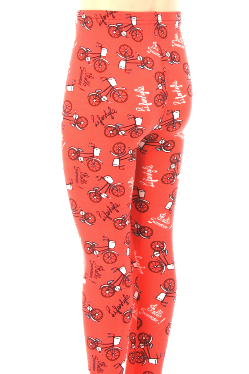 Buttery Red Summertime Bicycles Kids Leggings