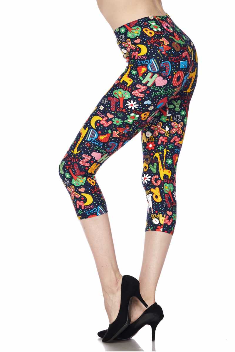 Buttery Smooth Animal Letters Plus Size Capris