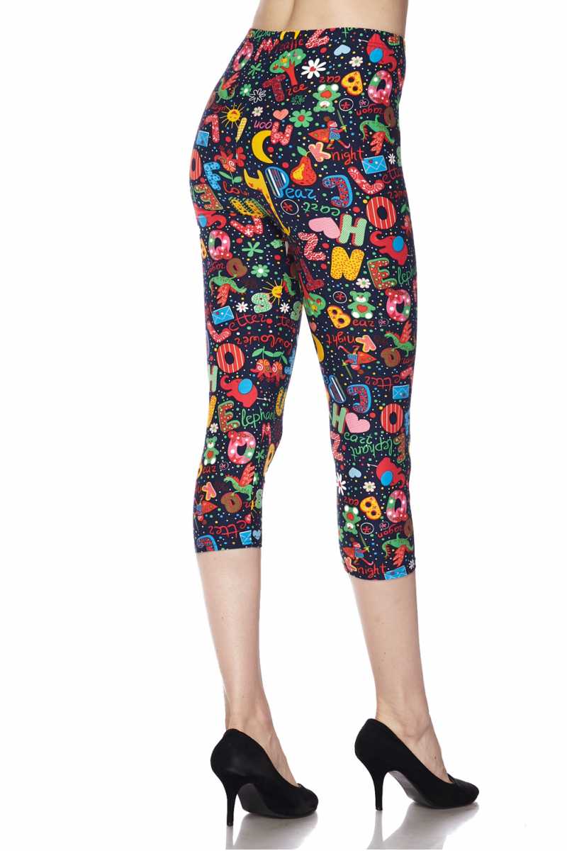 Buttery Smooth Animal Letters Plus Size Capris