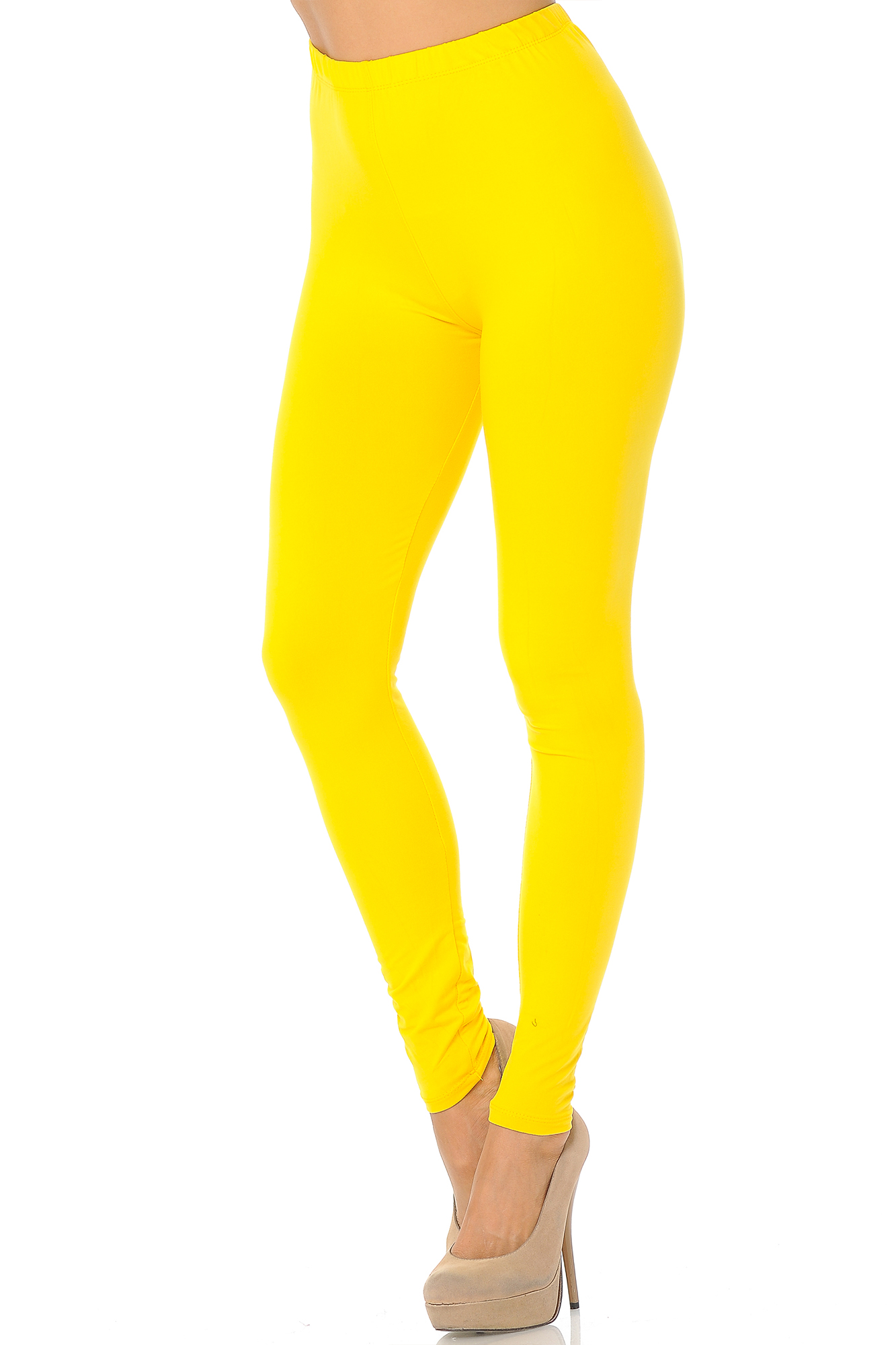 Yellow Buttery Smooth Basic Solid Leggings - EEVEE
