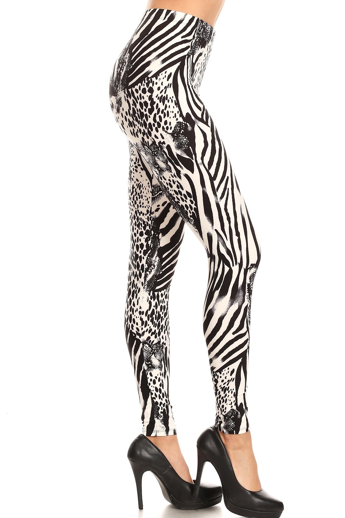 Right side view of our Buttery Smooth Wild Safari Leggings feature an ultra flattering body hugging fit.
