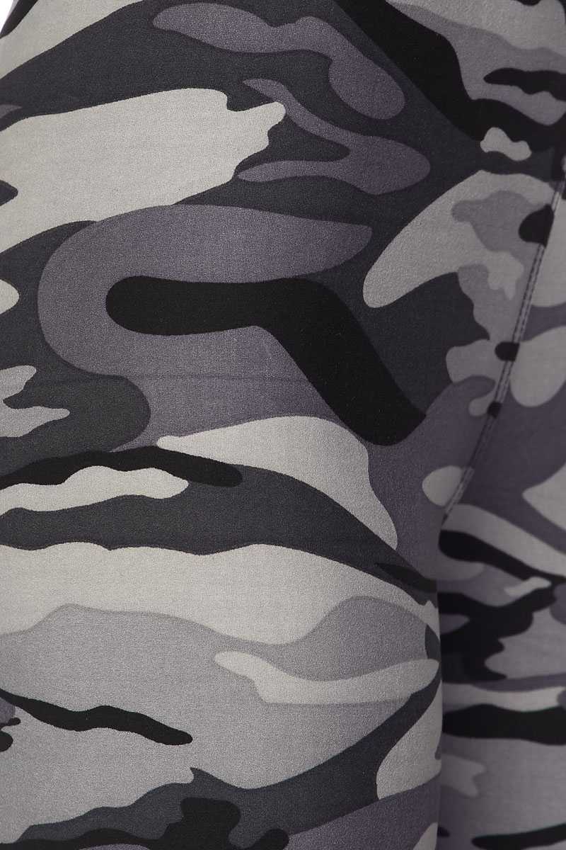 Buttery Soft Charcoal Camouflage Biker Shorts - 3 Inch Waist Band