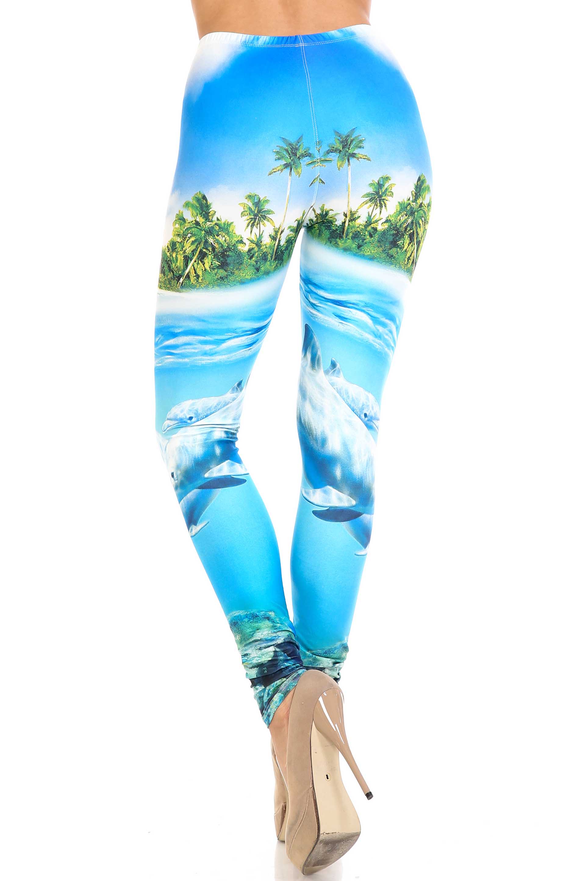 Creamy Soft Dolphin Paradise Plus Size Leggings - By USA Fashion™