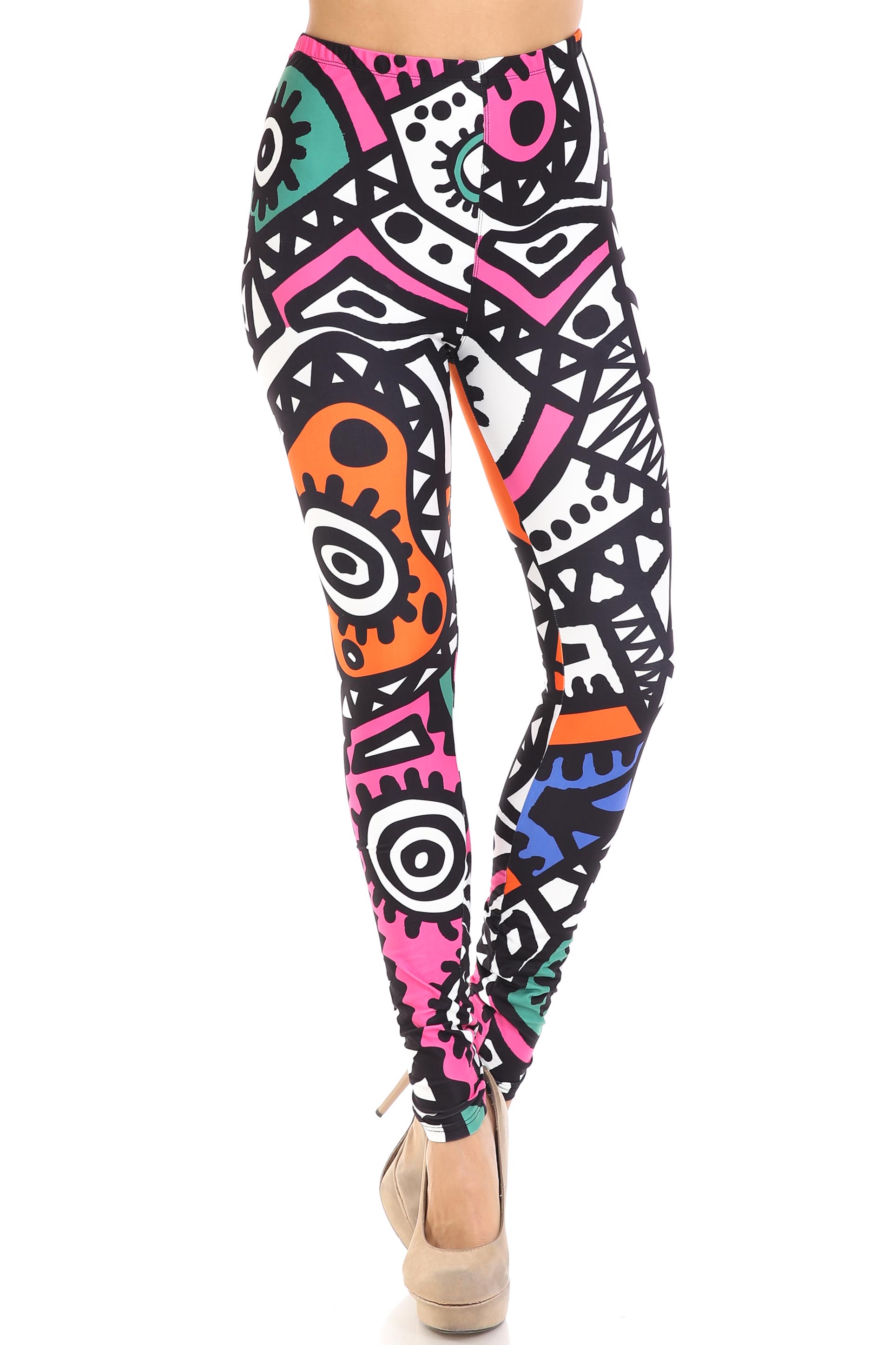 Creamy Soft Color Tribe Plus Size Leggings - By USA Fashion™