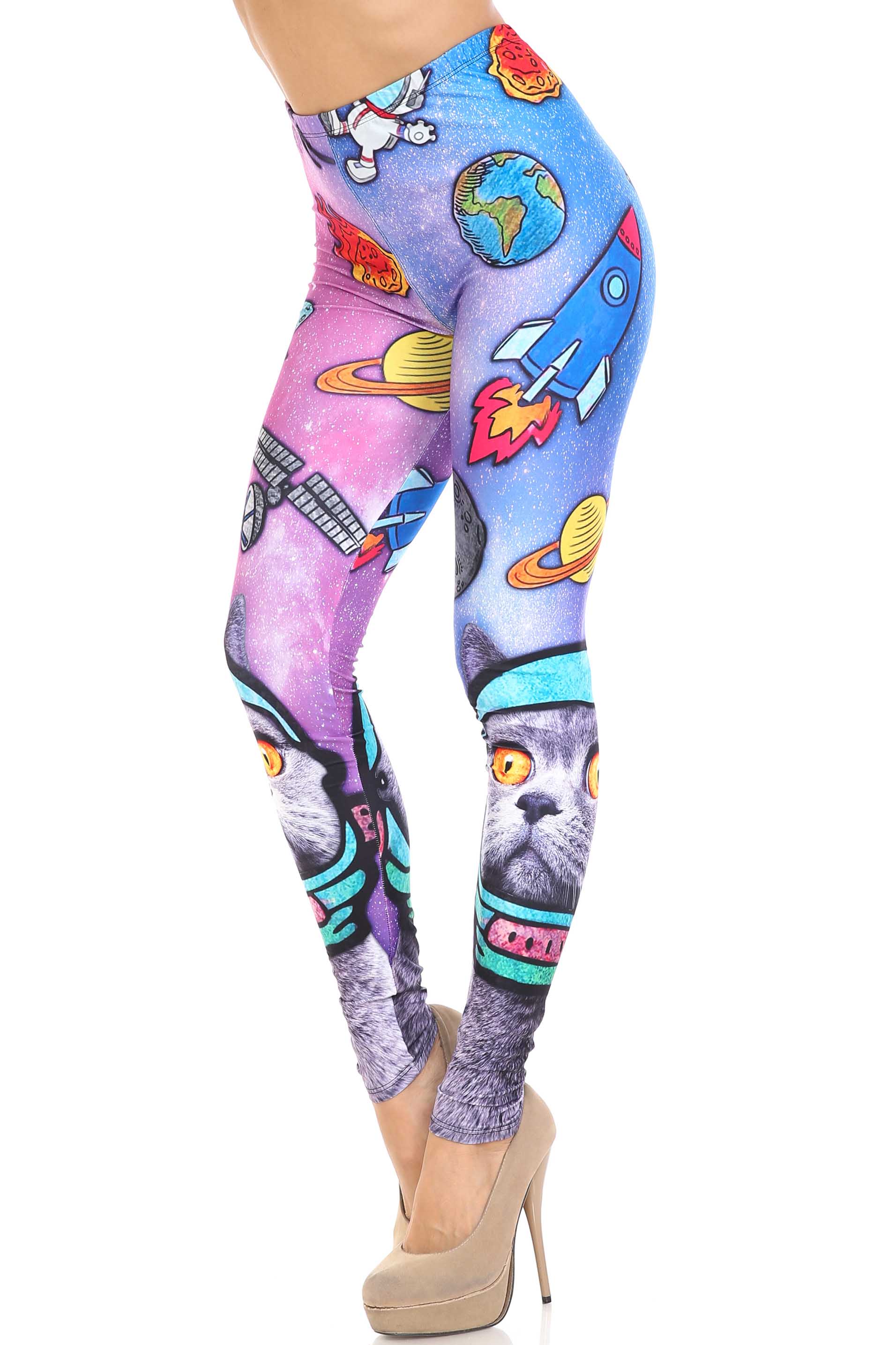 Creamy Soft Space Cat Plus Size Leggings - USA Fashion™