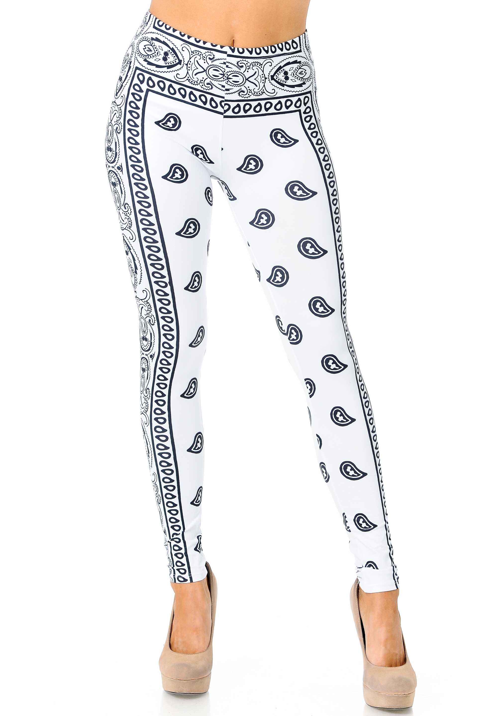 Creamy Soft White Bandana Extra Plus Size Leggings - 3X-5X - USA Fashion™
