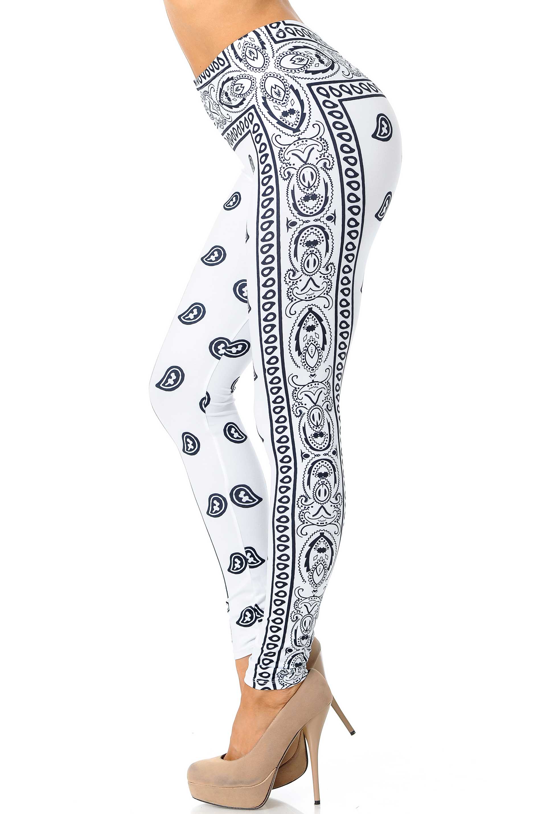 Creamy Soft White Bandana Extra Plus Size Leggings - 3X-5X - USA Fashion™