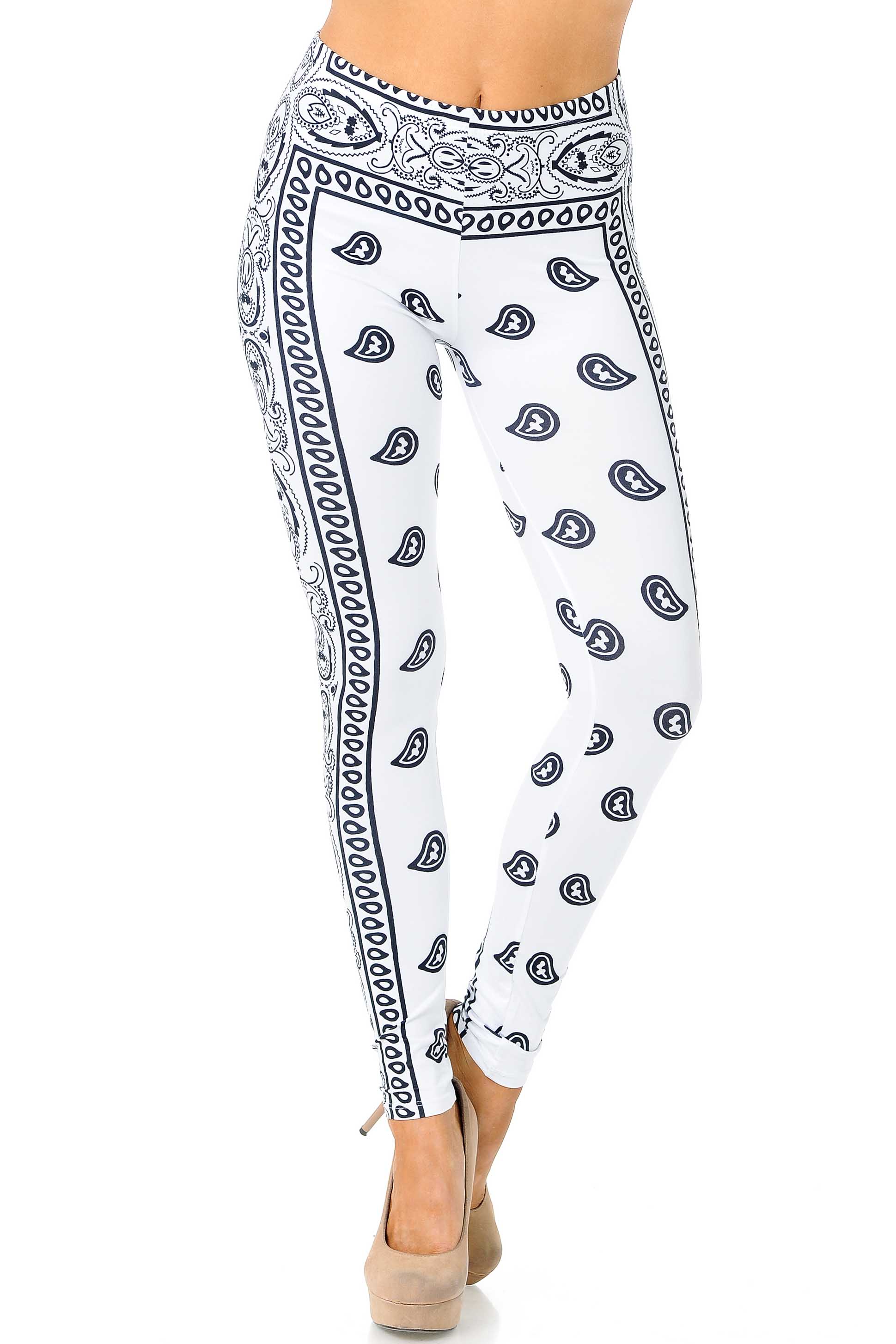 Creamy Soft White Bandana Extra Plus Size Leggings - 3X-5X - USA Fashion™