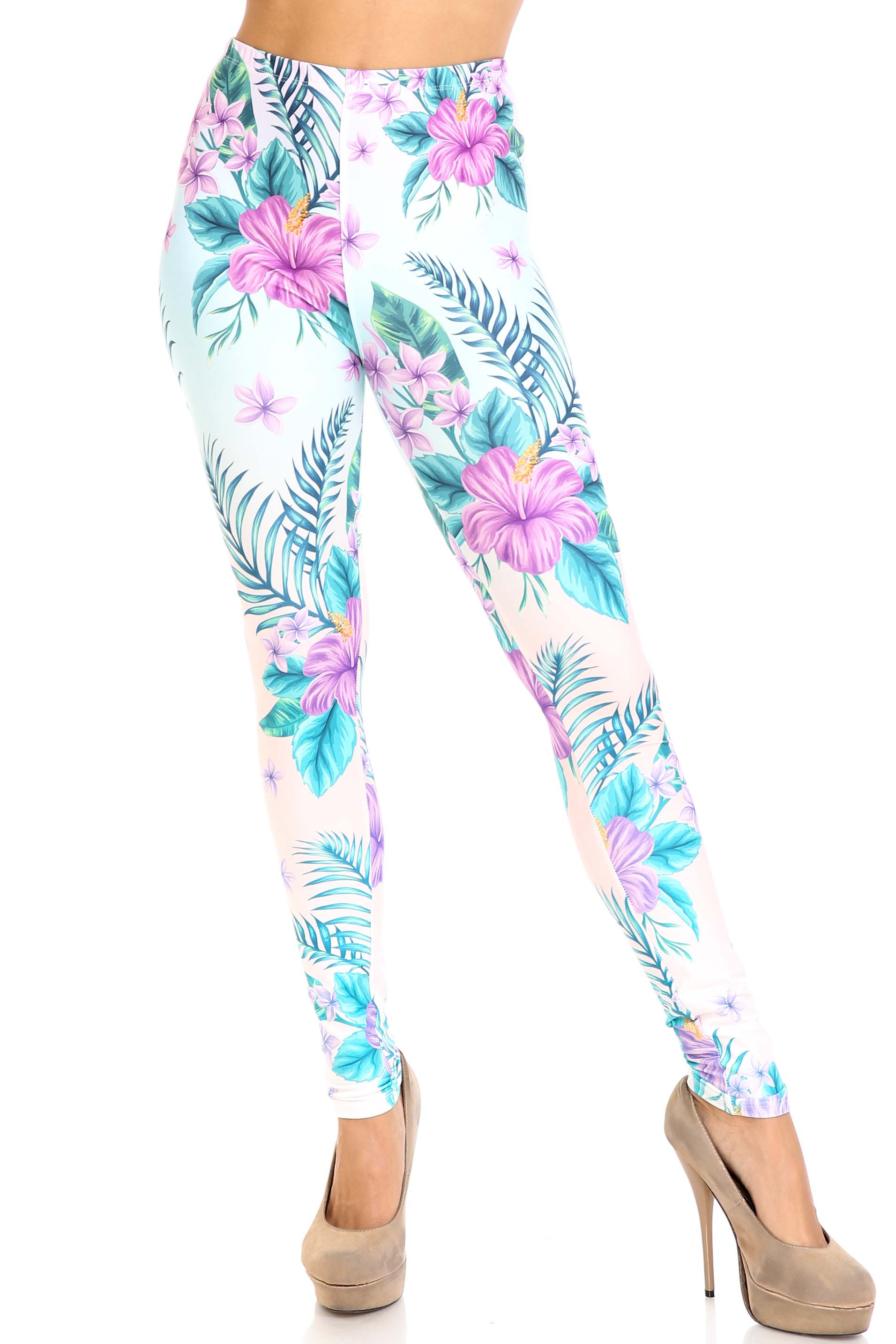 Creamy Soft Lavender Lilies Plus Size Leggings - USA Fashion™