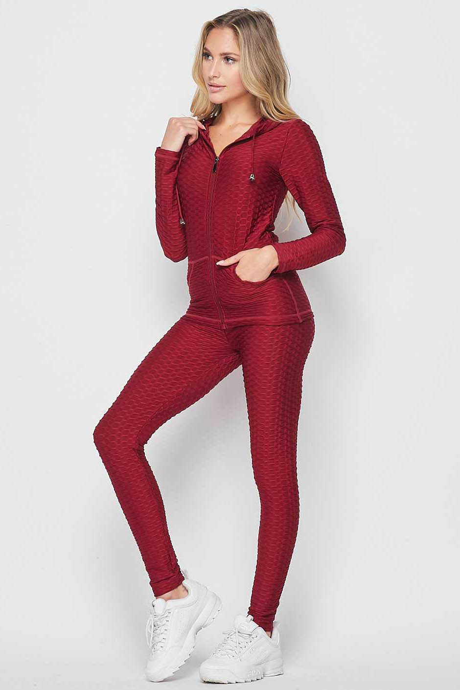 2 Piece Scrunch Butt Leggings and Hooded Jacket Set