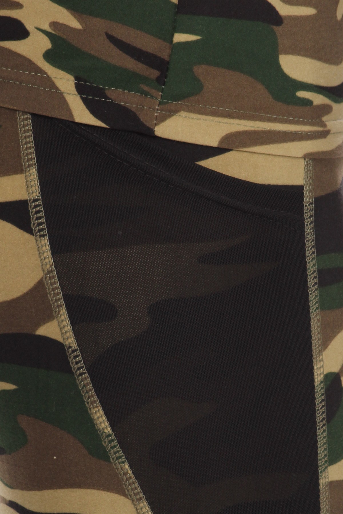 3 Piece Green Camouflage Mesh Mix Leggings Crop Top and Hooded Jacket Set