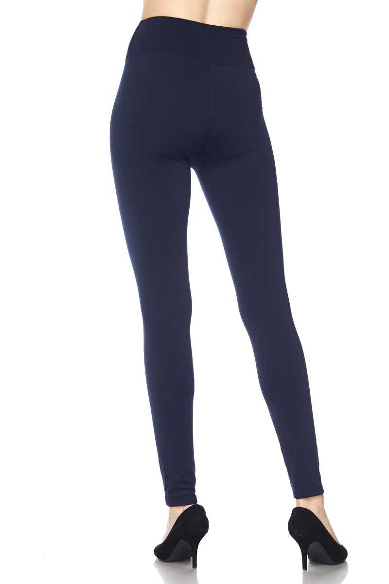 Solid Warm Fur Lined High Waisted Leggings - 3 Inch