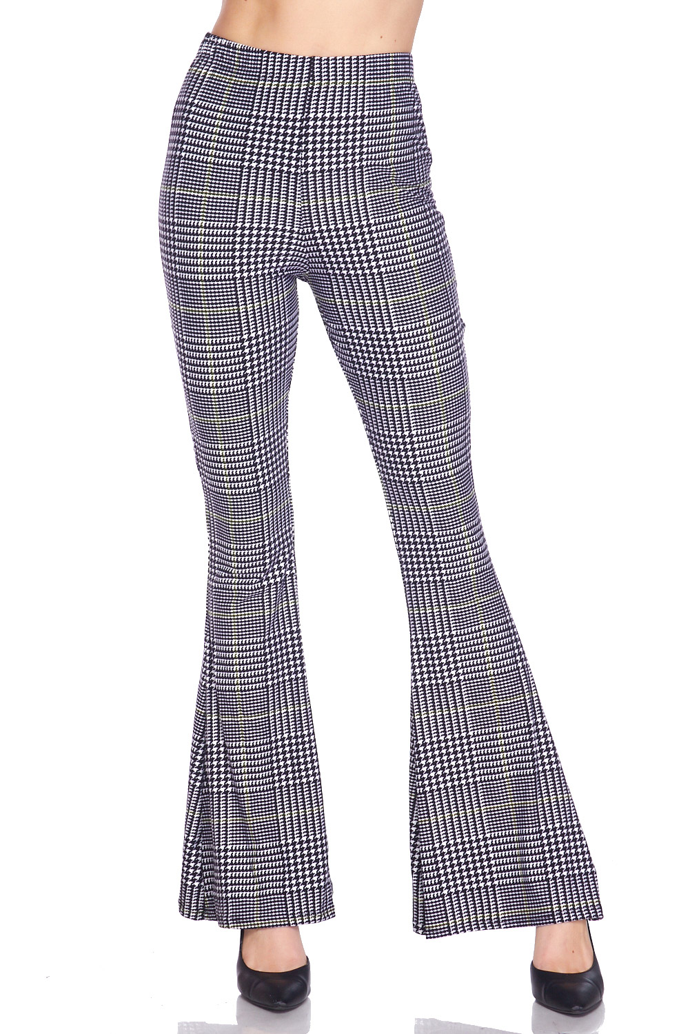 Buttery Smooth Sunshine Plaid Bell Bottom Leggings