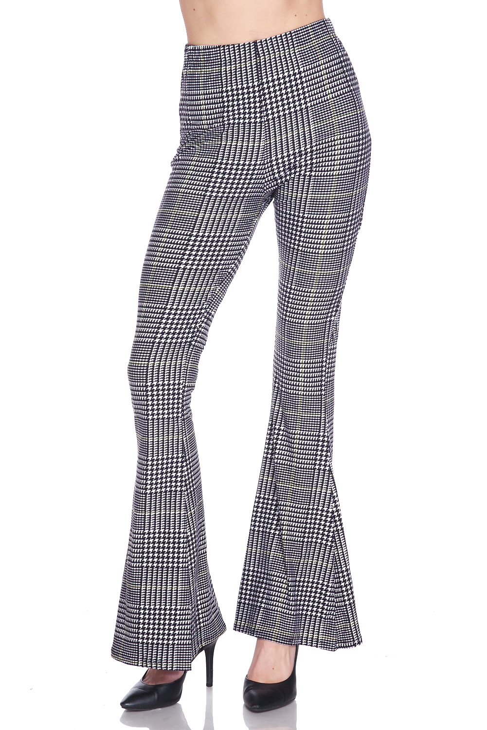 Buttery Smooth Sunshine Plaid Bell Bottom Leggings