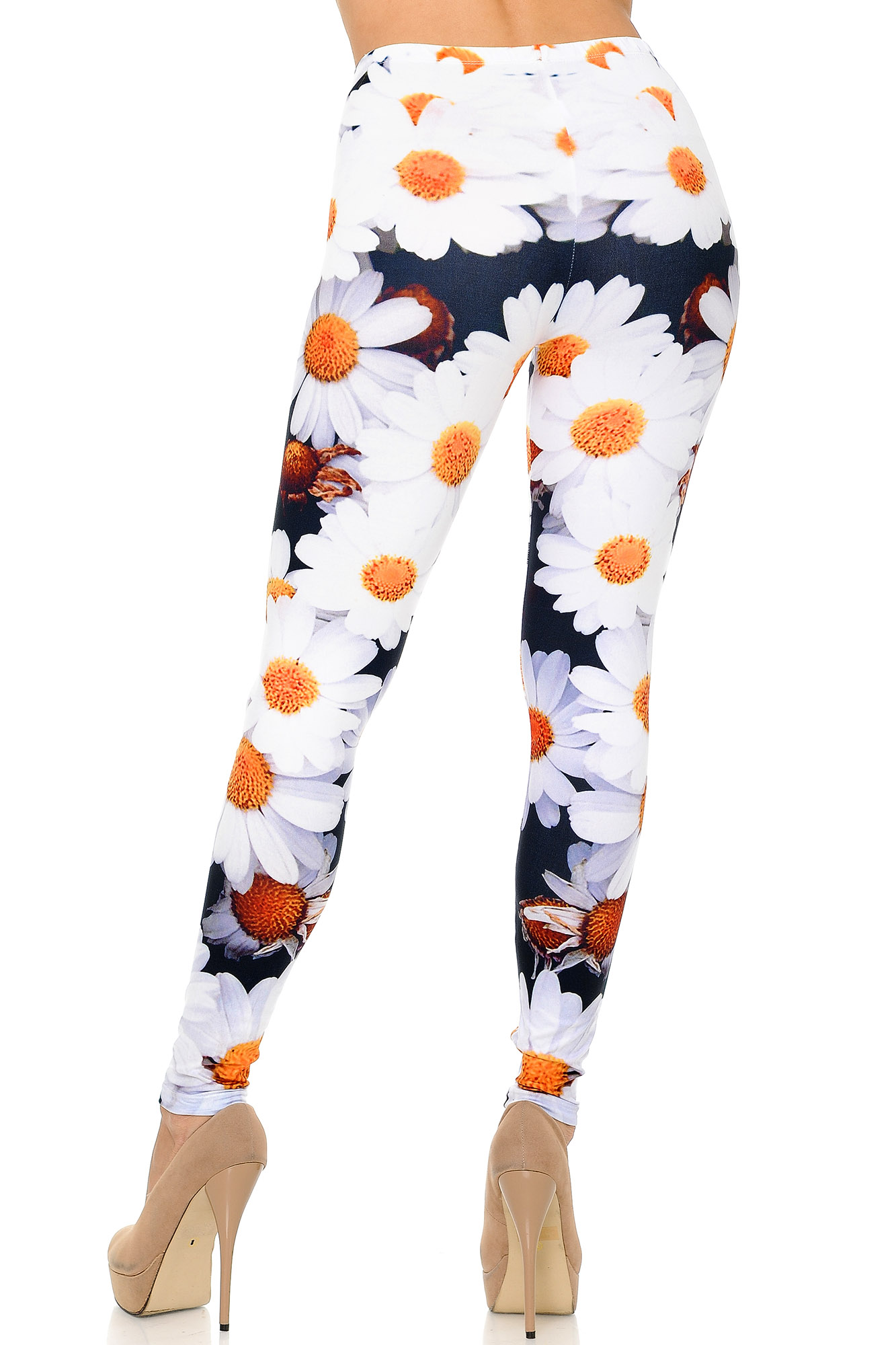 Back side image of  Creamy Soft Daisy Bunch Plus Size Leggings - USA Fashion™