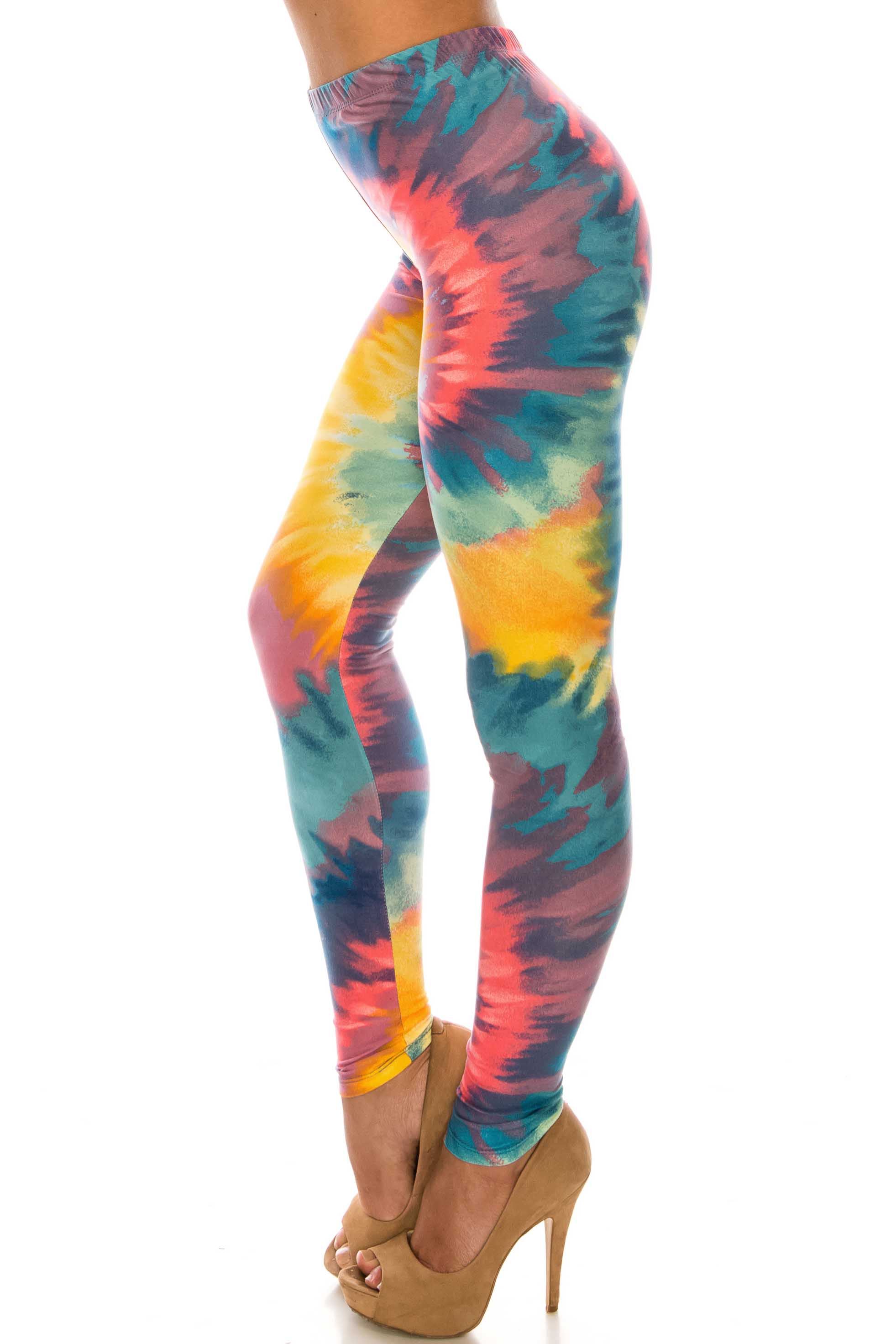 Buttery Smooth Multi-Color-Bold Tie Dye Plus Size Leggings