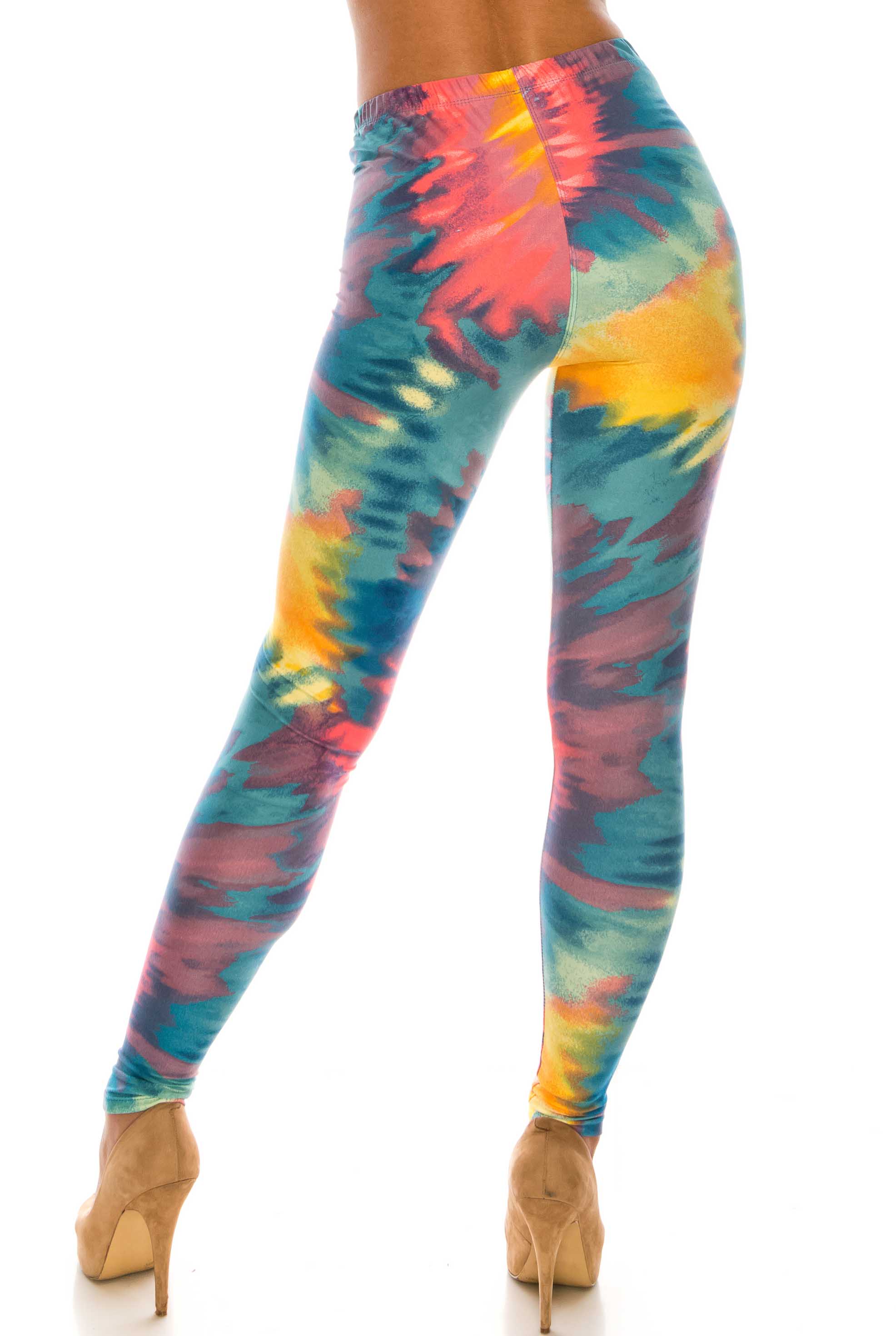 Buttery Smooth Multi-Color-Bold Tie Dye Extra Plus Size Leggings - 3X-5X