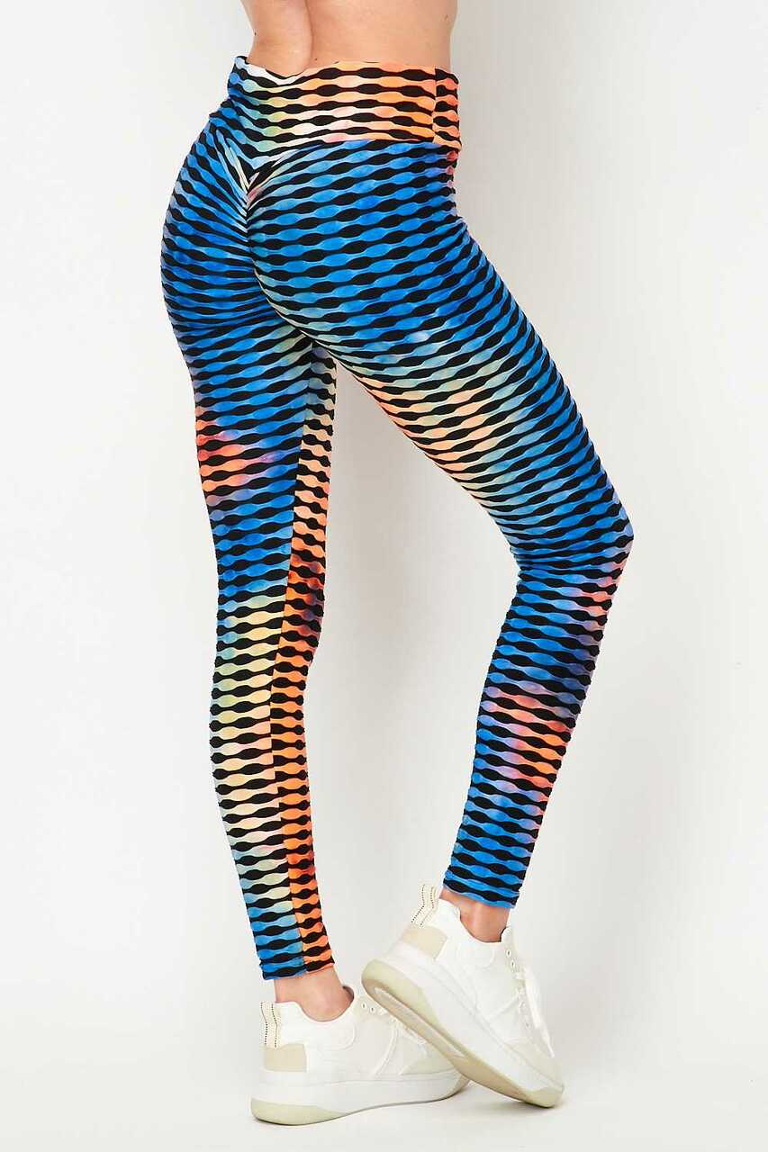 Orange and Blue Brazilian Figure Flatter Scrunch Butt Leggings