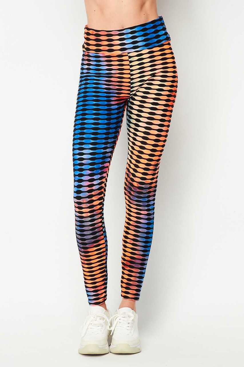 Orange and Blue Brazilian Figure Flatter Scrunch Butt Leggings