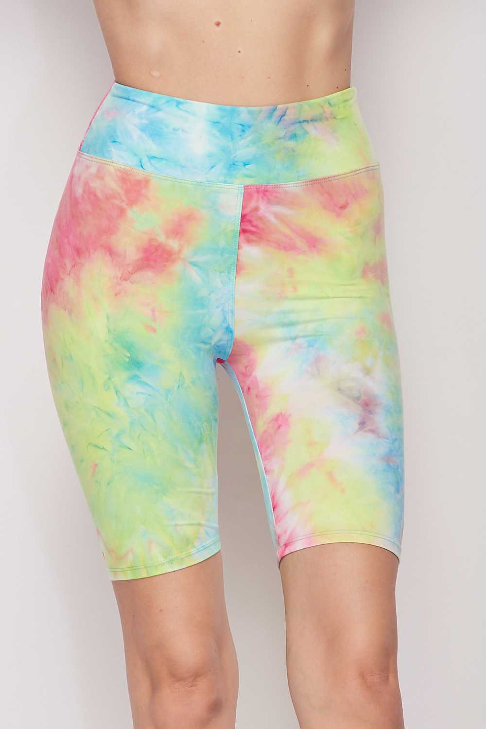 【HI FI FNK】Crow Tie Dye Shorts Buttery Soft Pastel Tie Dye High Waisted Biker Shorts - 3