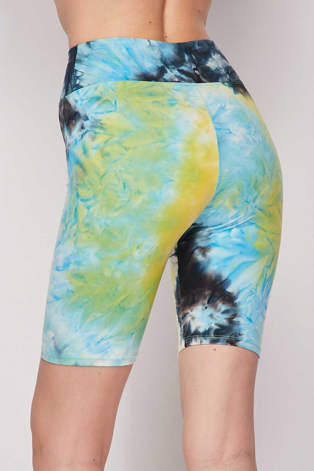Blue Buttery Soft Tie Dye High Waisted Biker Shorts - 3 Inch Waist