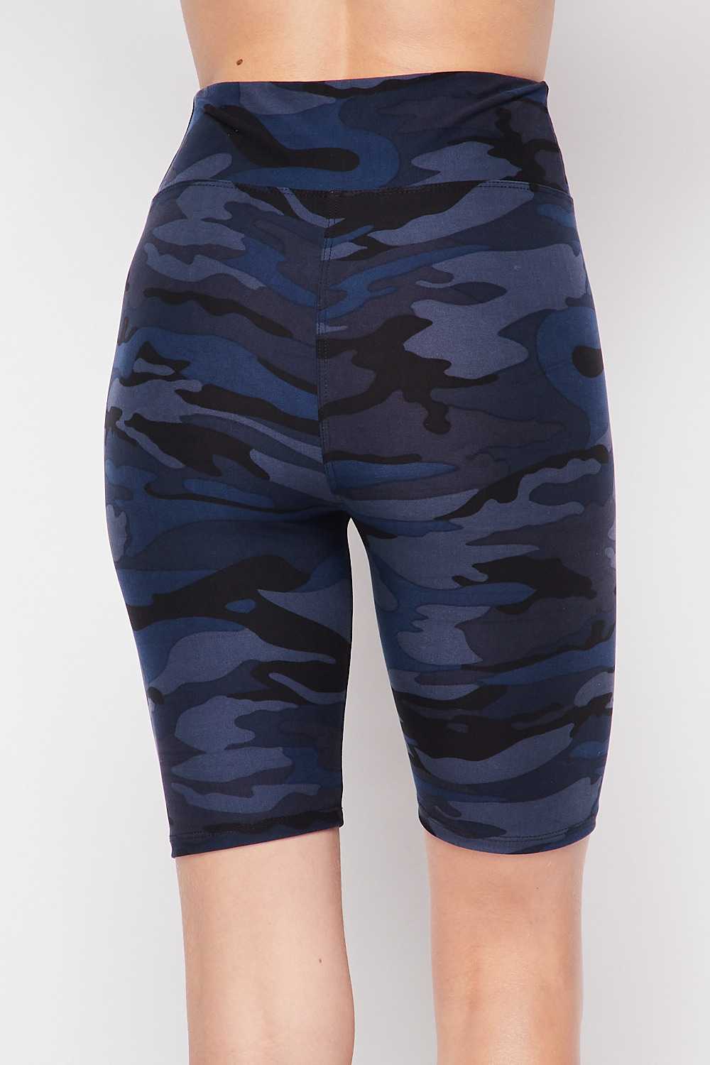 Buttery Soft  Navy Camouflage Biker Shorts - 3 Inch Waist
