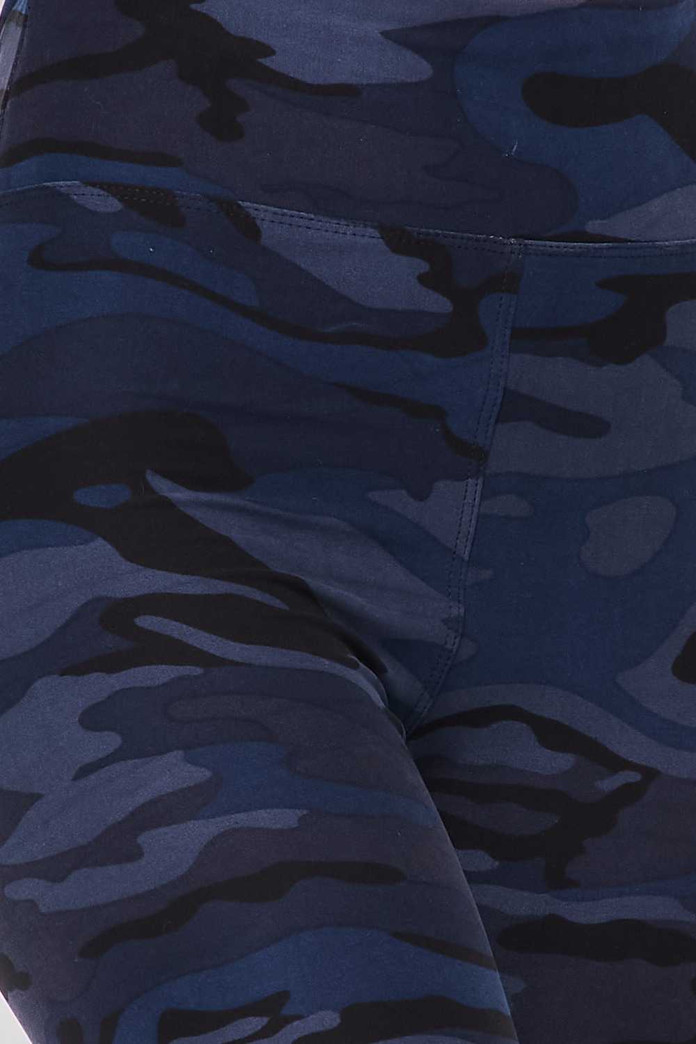 Buttery Soft  Navy Camouflage Biker Shorts - 3 Inch Waist