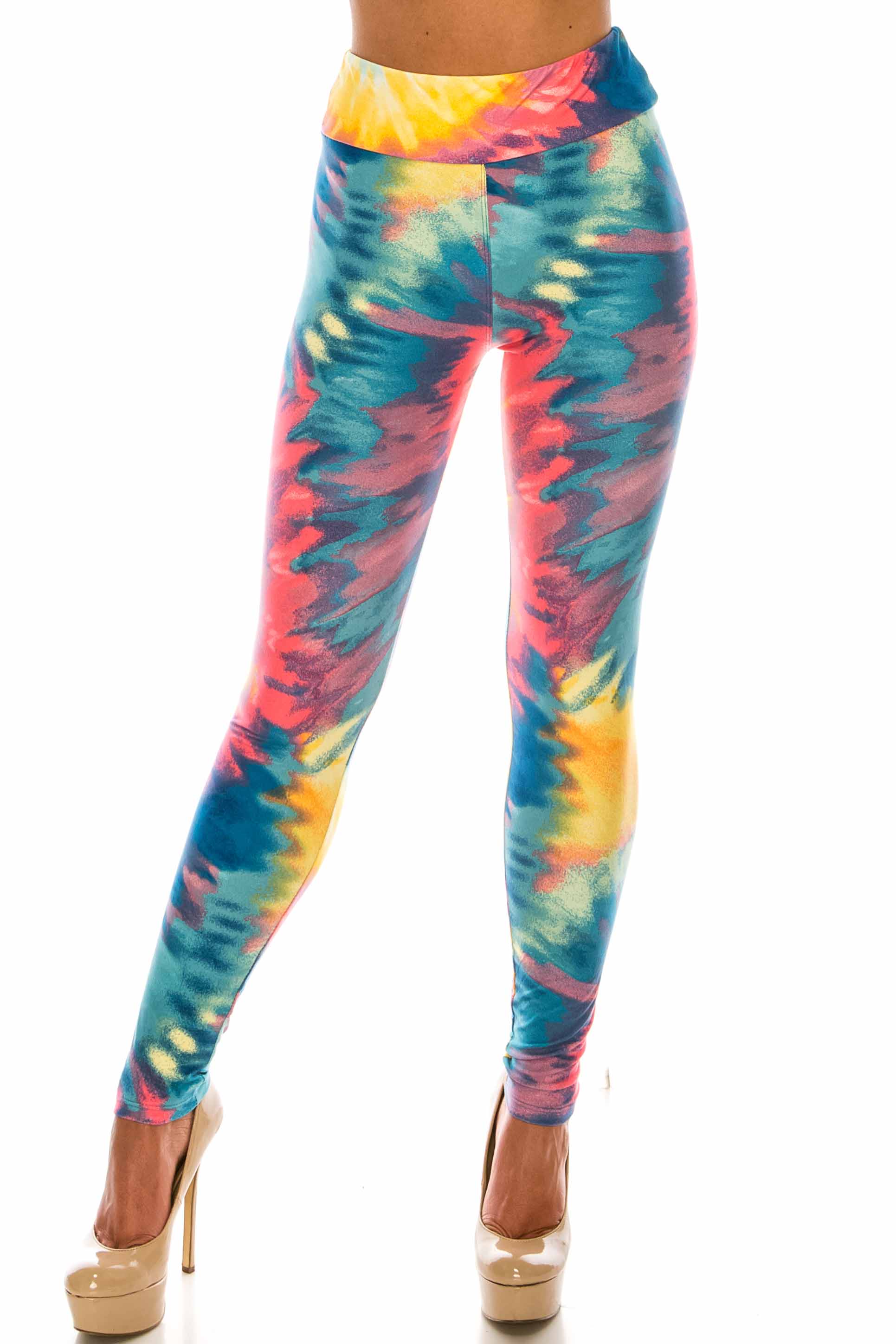 Buttery Smooth Multi-Color-Bold Tie Dye High Waisted Leggings