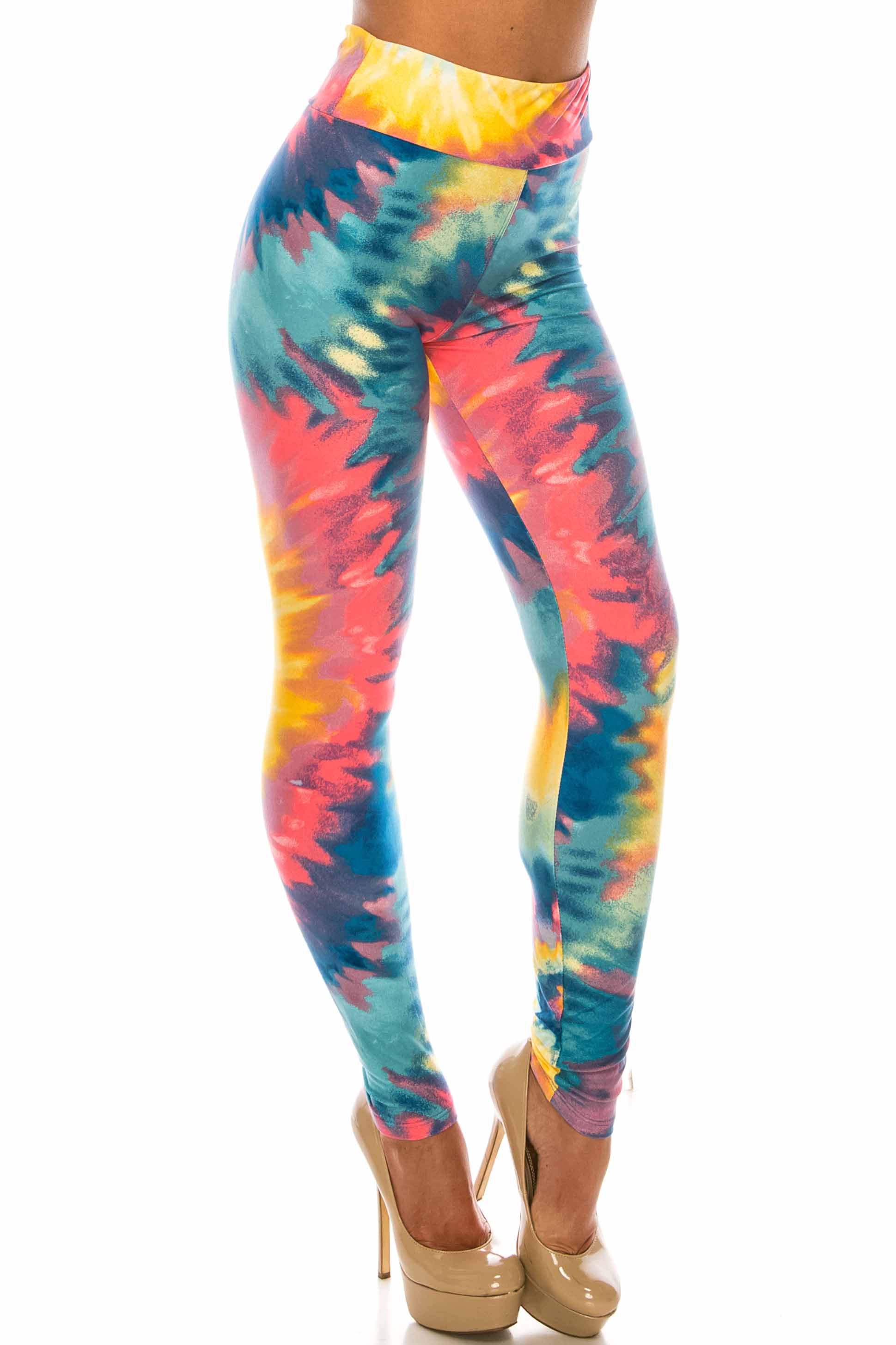 Buttery Smooth Multi-Color-Bold Tie Dye High Waisted Leggings