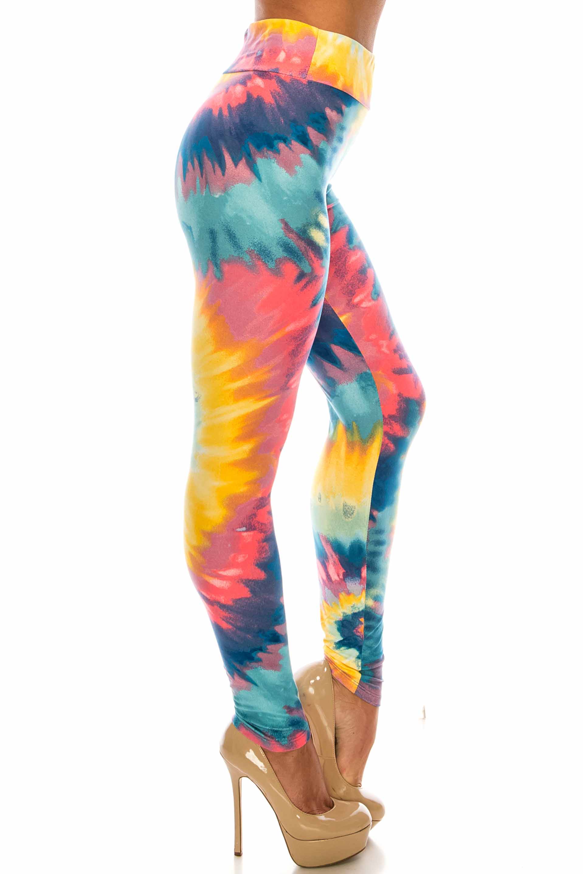 Buttery Smooth Multi-Color-Bold Tie Dye High Waisted Leggings
