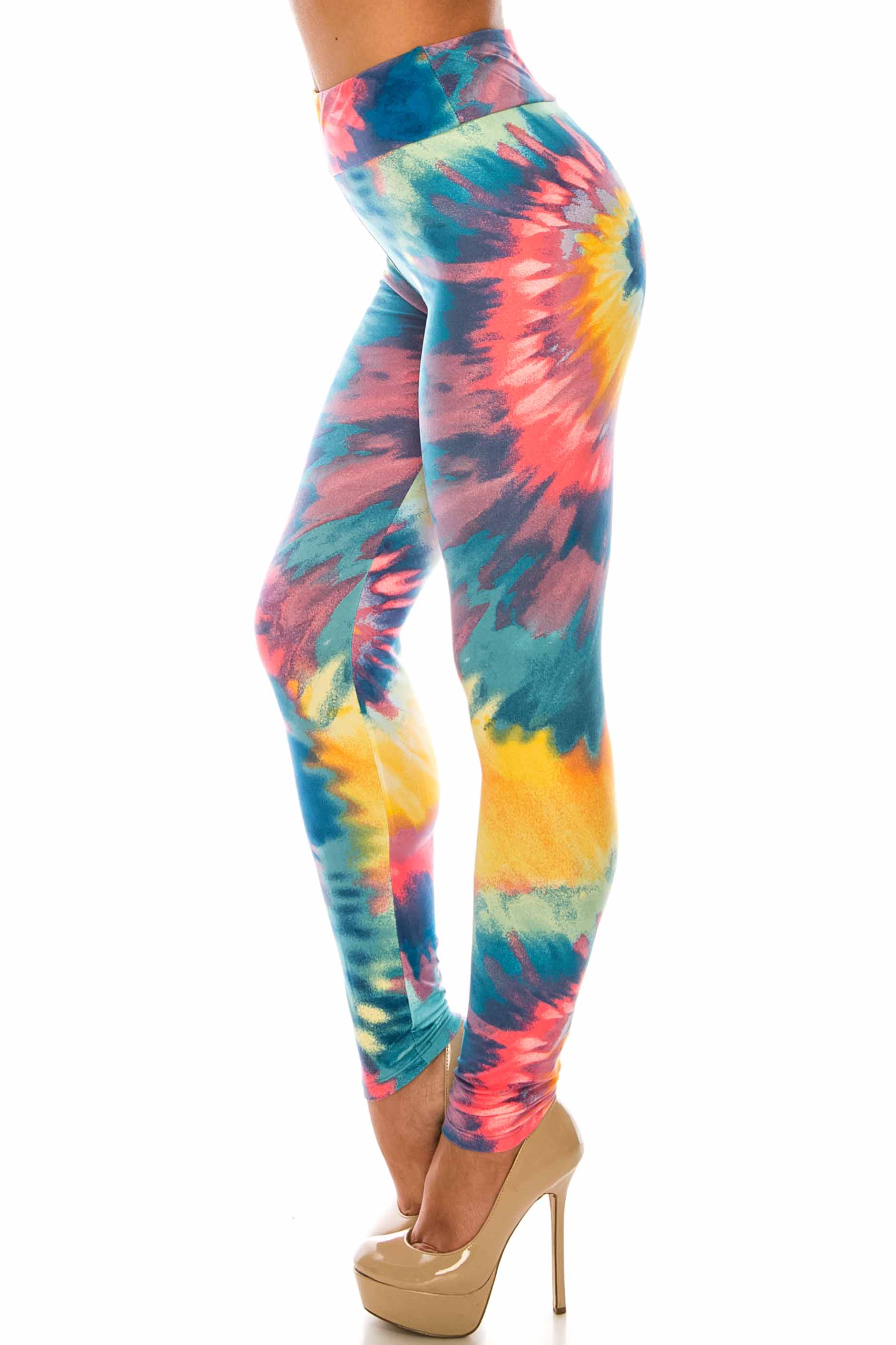 Buttery Smooth Multi-Color-Bold Tie Dye High Waisted Leggings