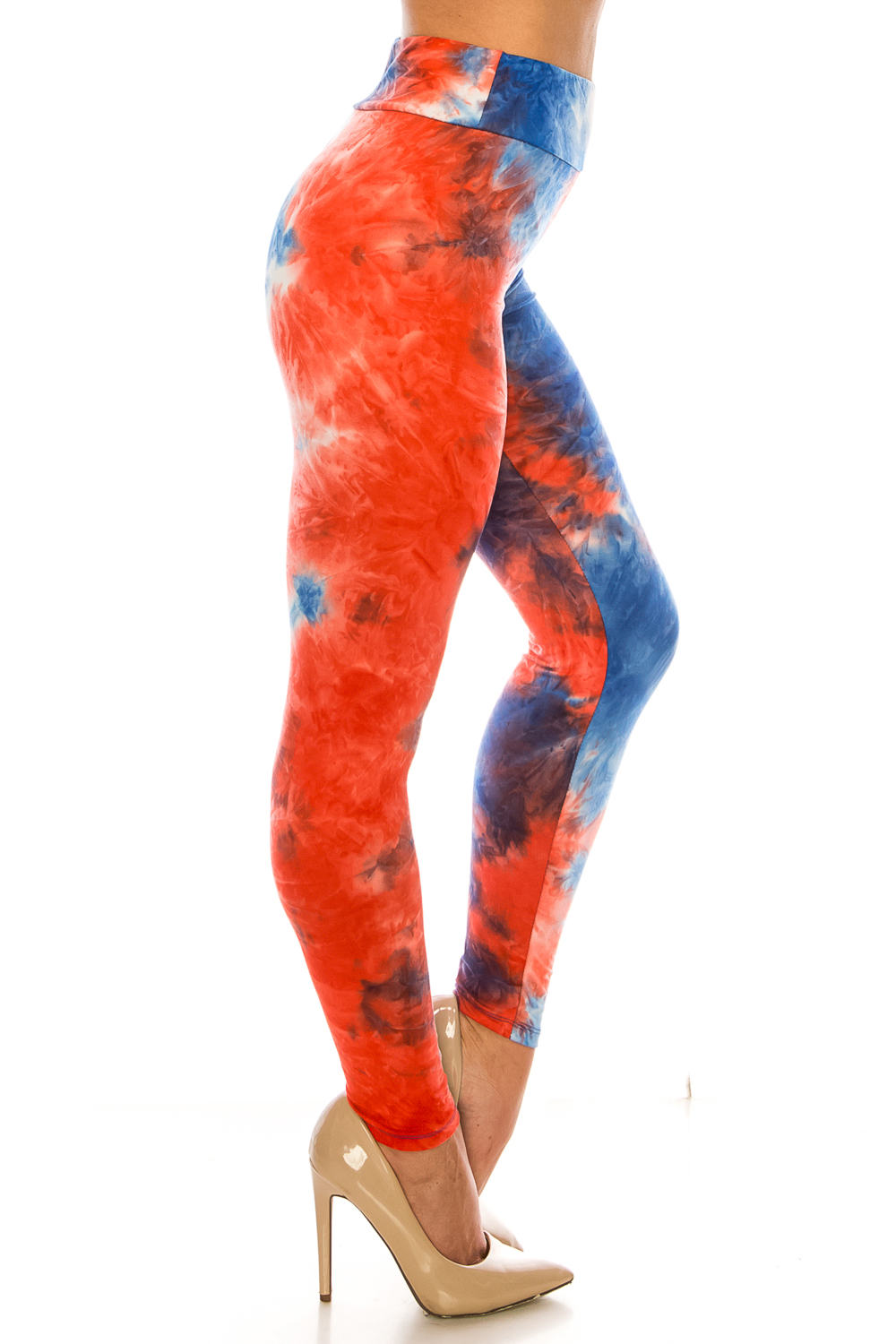 Buttery Smooth Red and Blue Tie Dye High Waisted Leggings