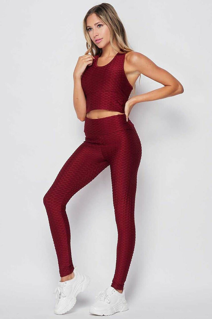 2 Piece Scrunch Butt Leggings and Crop Top Set