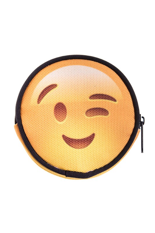Emoji Winking Round Graphic Print Coin Purse - 18 Styles