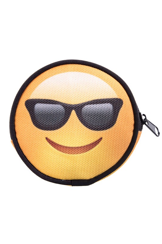 Emoji Sunglasses Round Graphic Print Coin Purse - 18 Styles