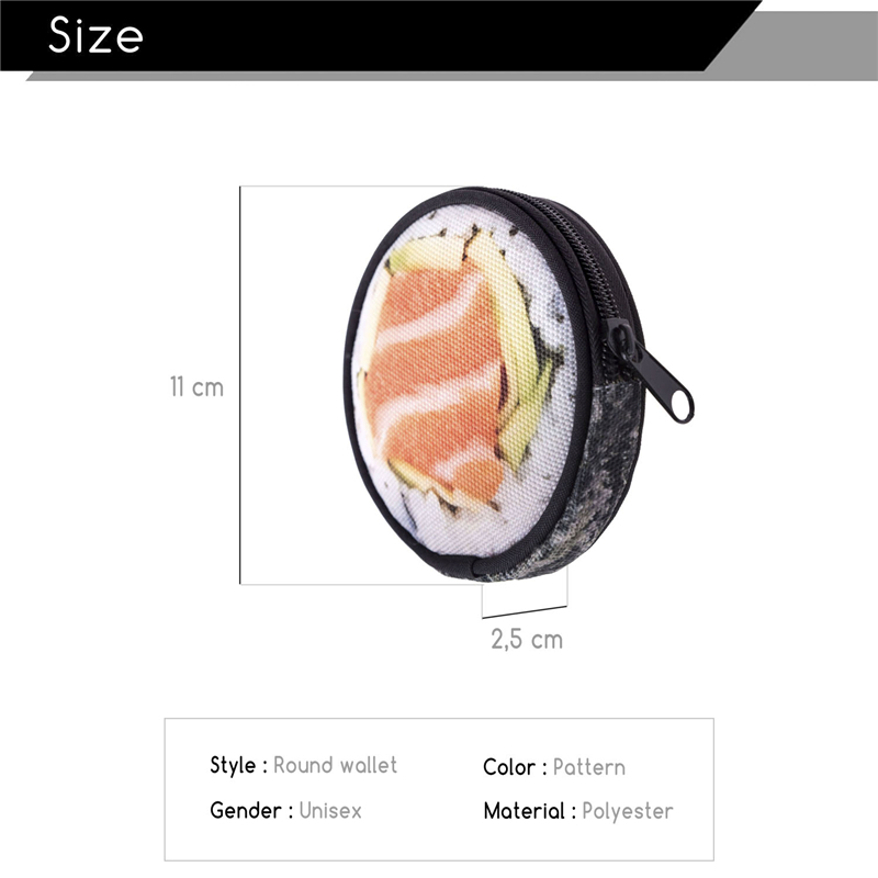 Sushi Round Graphic Print Coin Purse - 18 Styles