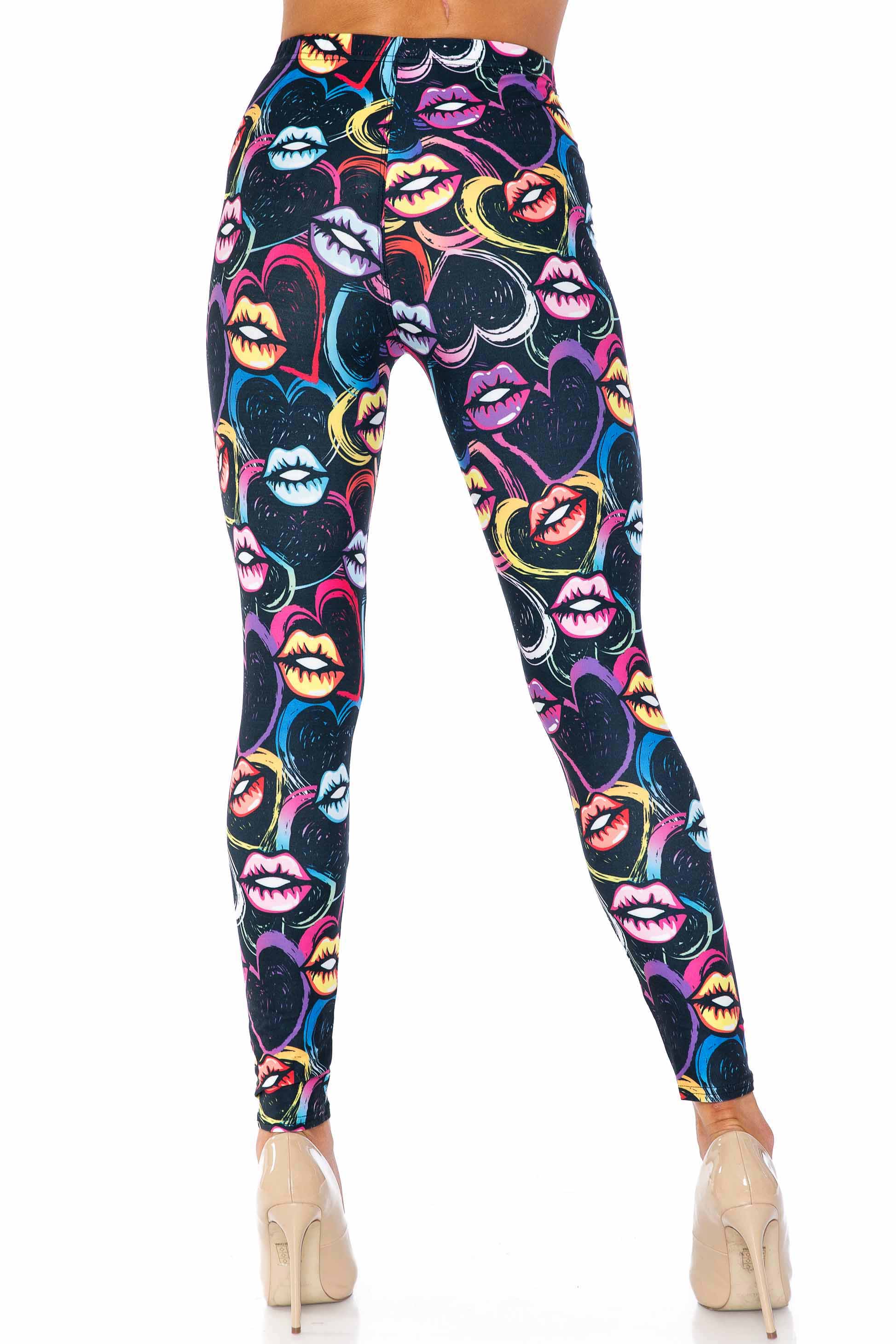 Colorful Cartoon Lips and Hearts Kids Leggings - USA Fashion™