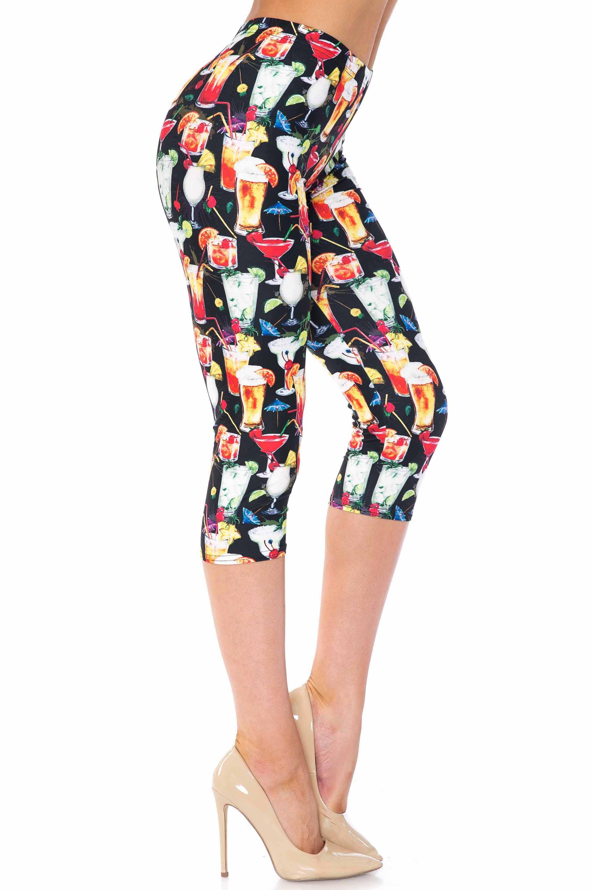 Creamy Soft Tropical Cocktails Capris - USA Fashion™