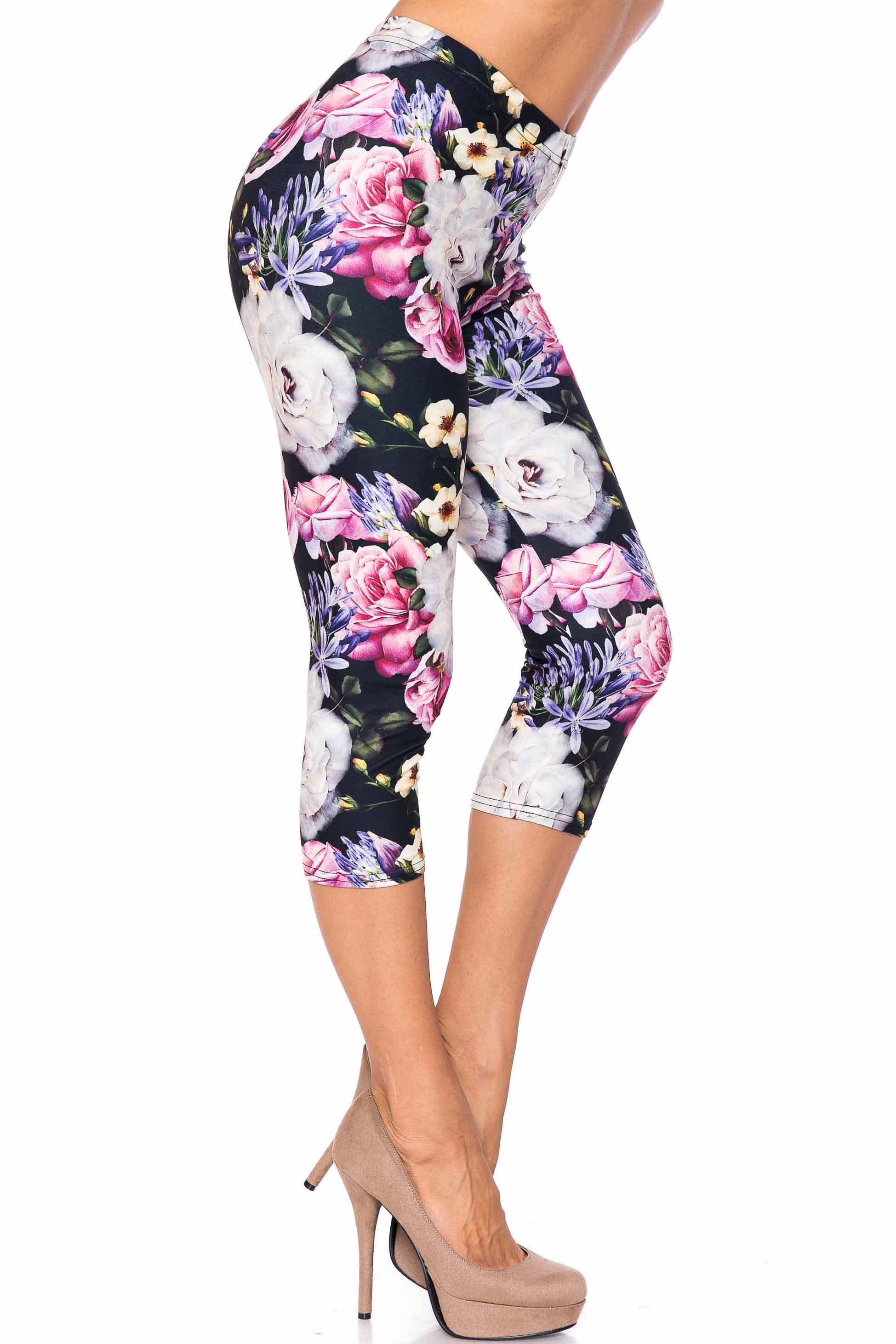 Creamy Soft Floral Garden Bouquet Capris - USA Fashion™