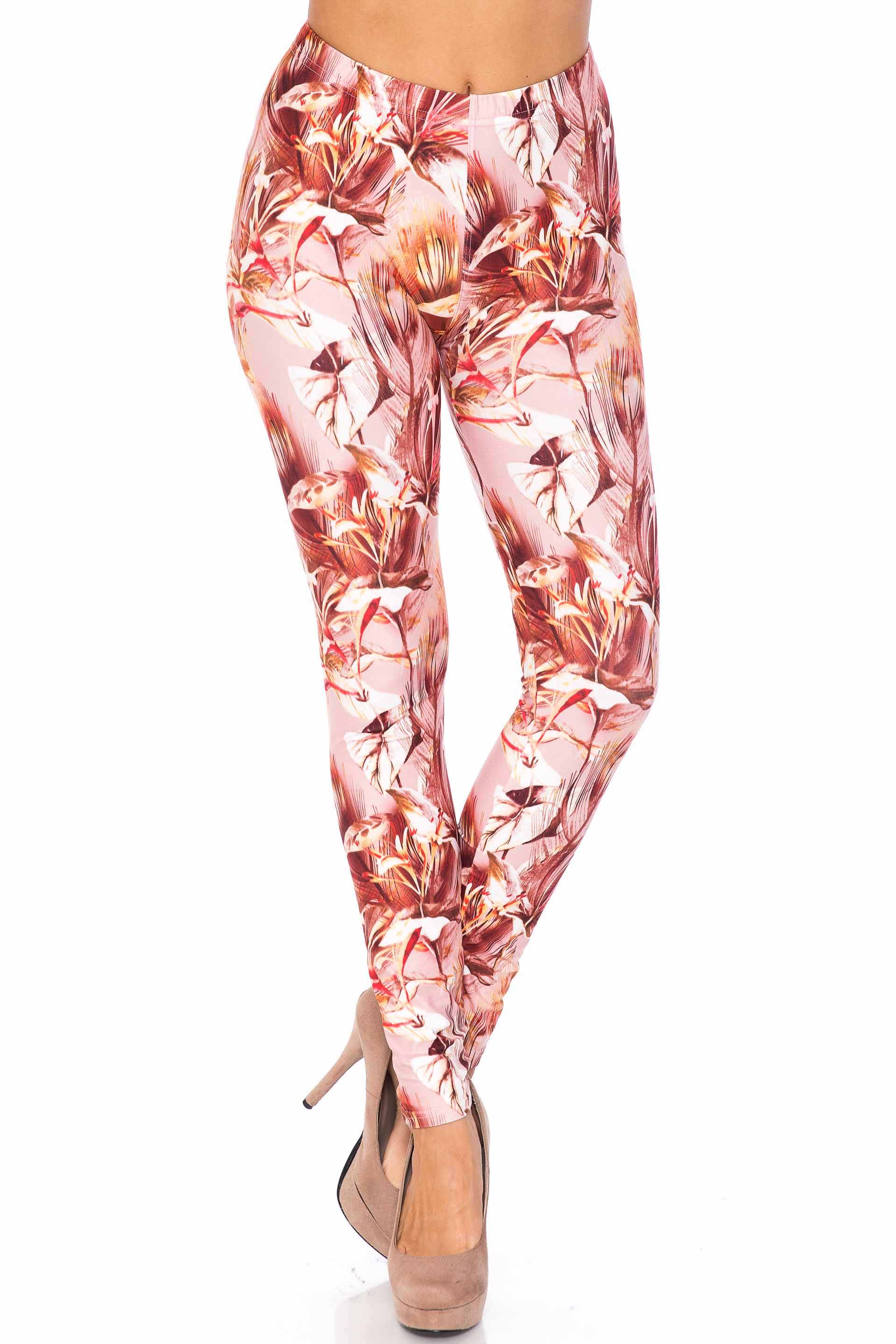 Creamy Soft Mocha Floral Kids Leggings - USA Fashion™