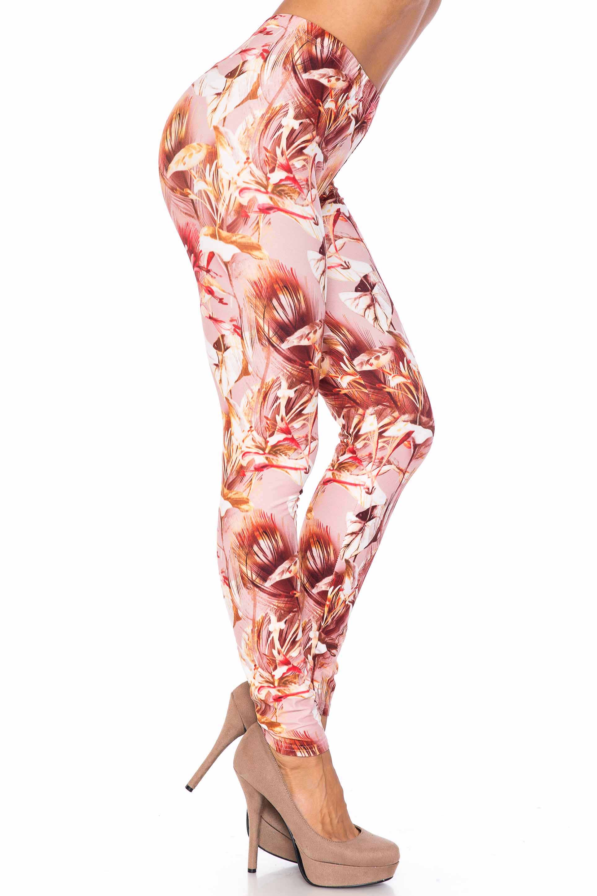 Creamy Soft Mocha Floral Kids Leggings - USA Fashion™