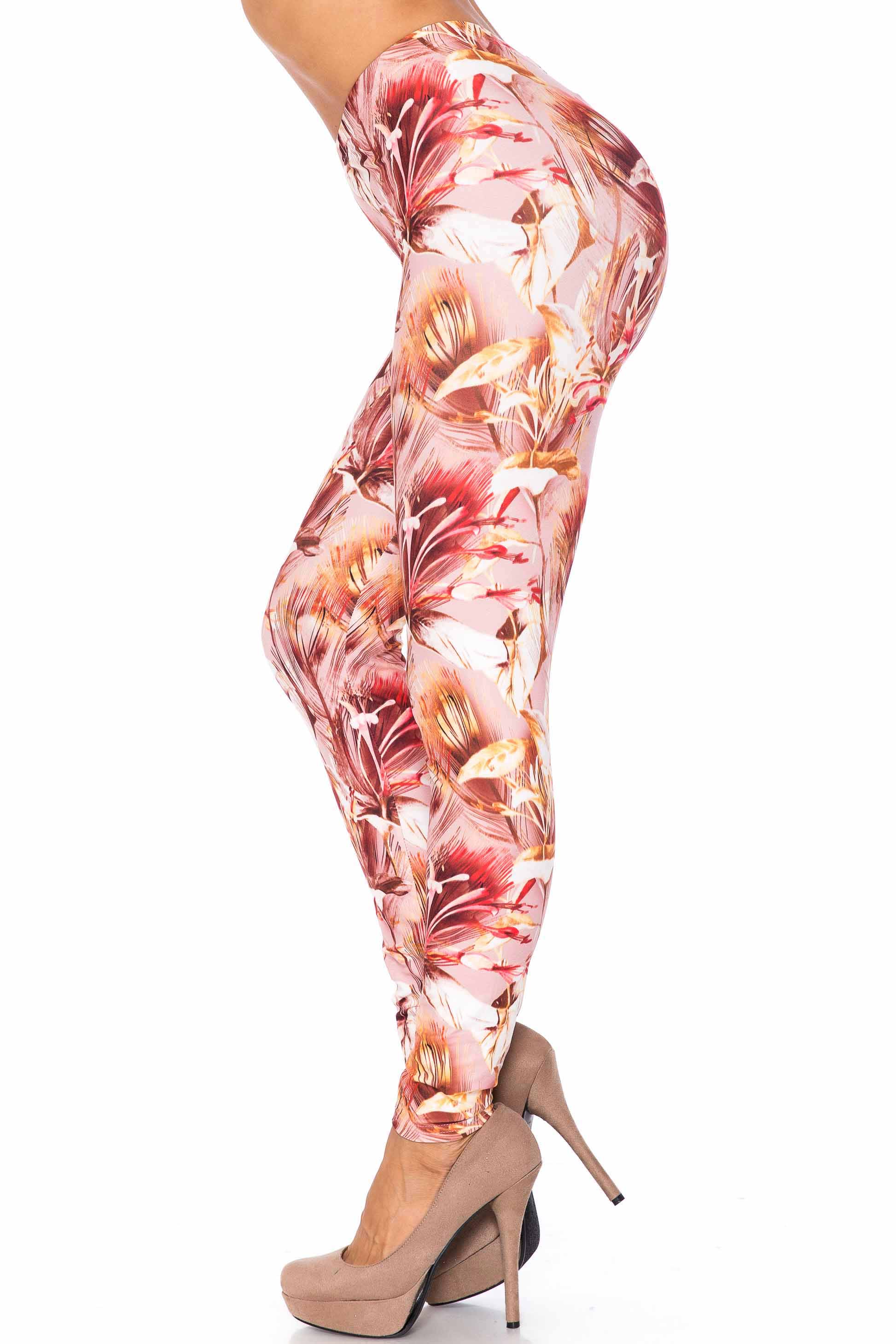 Creamy Soft Mocha Floral Kids Leggings - USA Fashion™