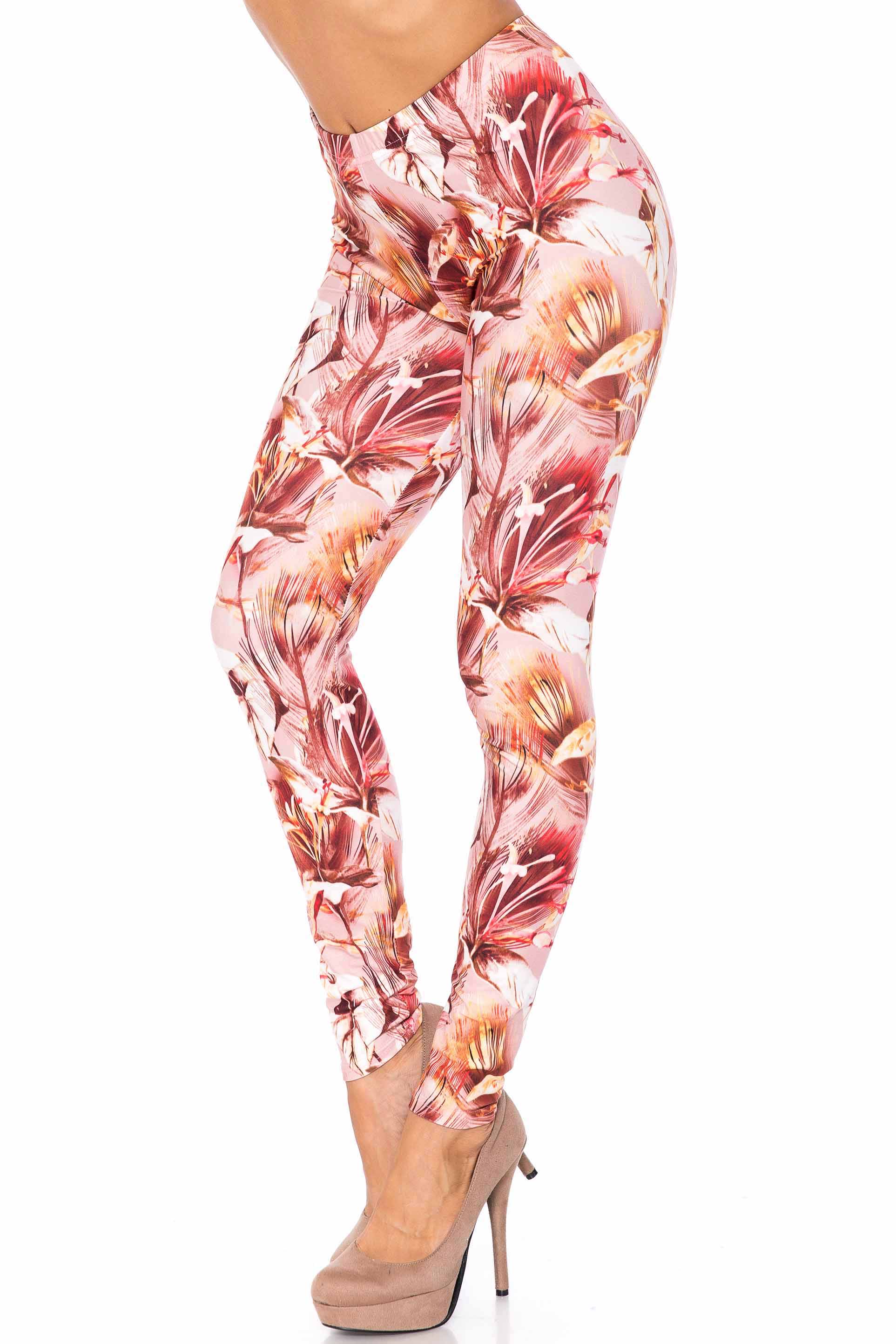 Creamy Soft Mocha Floral Kids Leggings - USA Fashion™