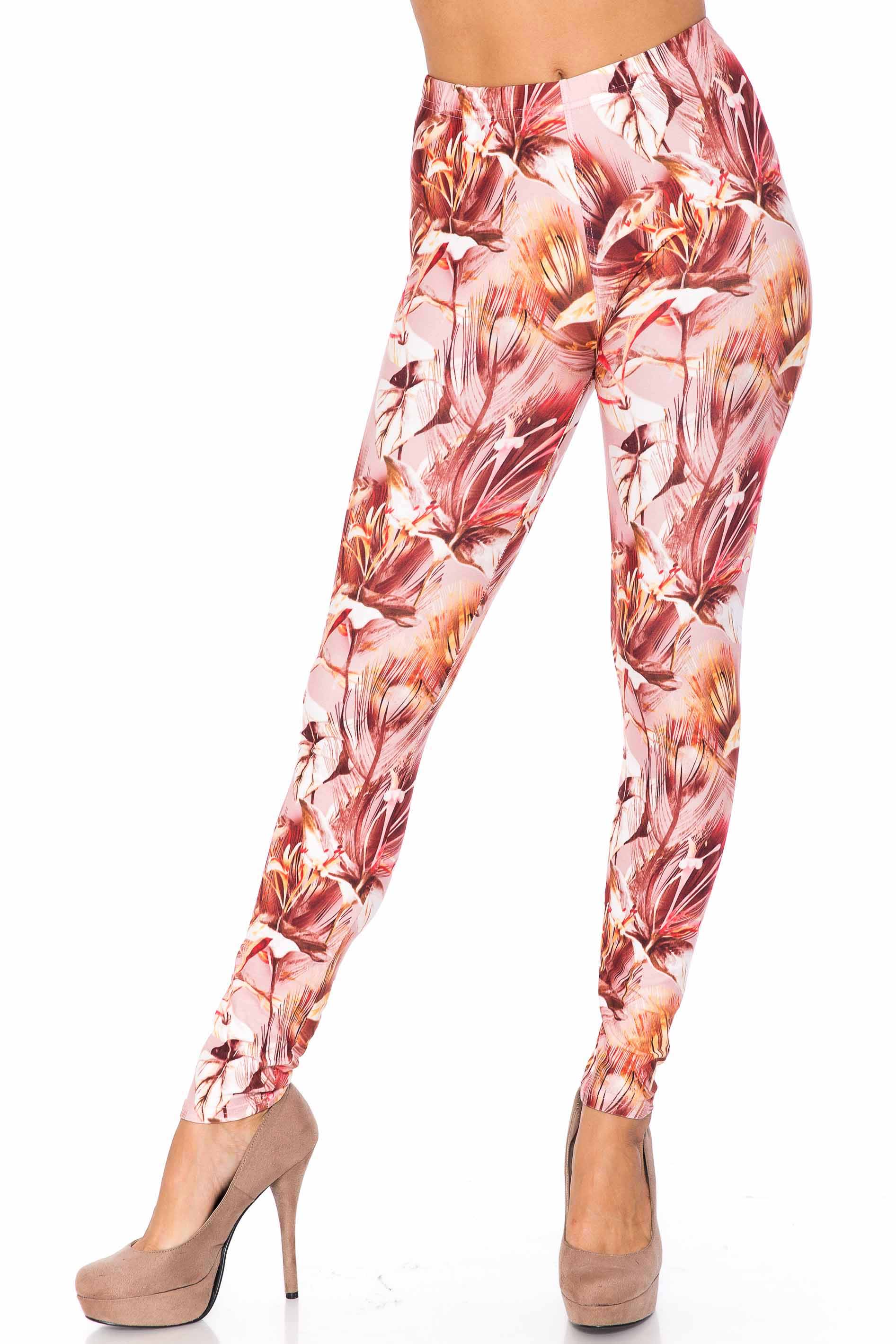 Creamy Soft Mocha Floral Kids Leggings - USA Fashion™